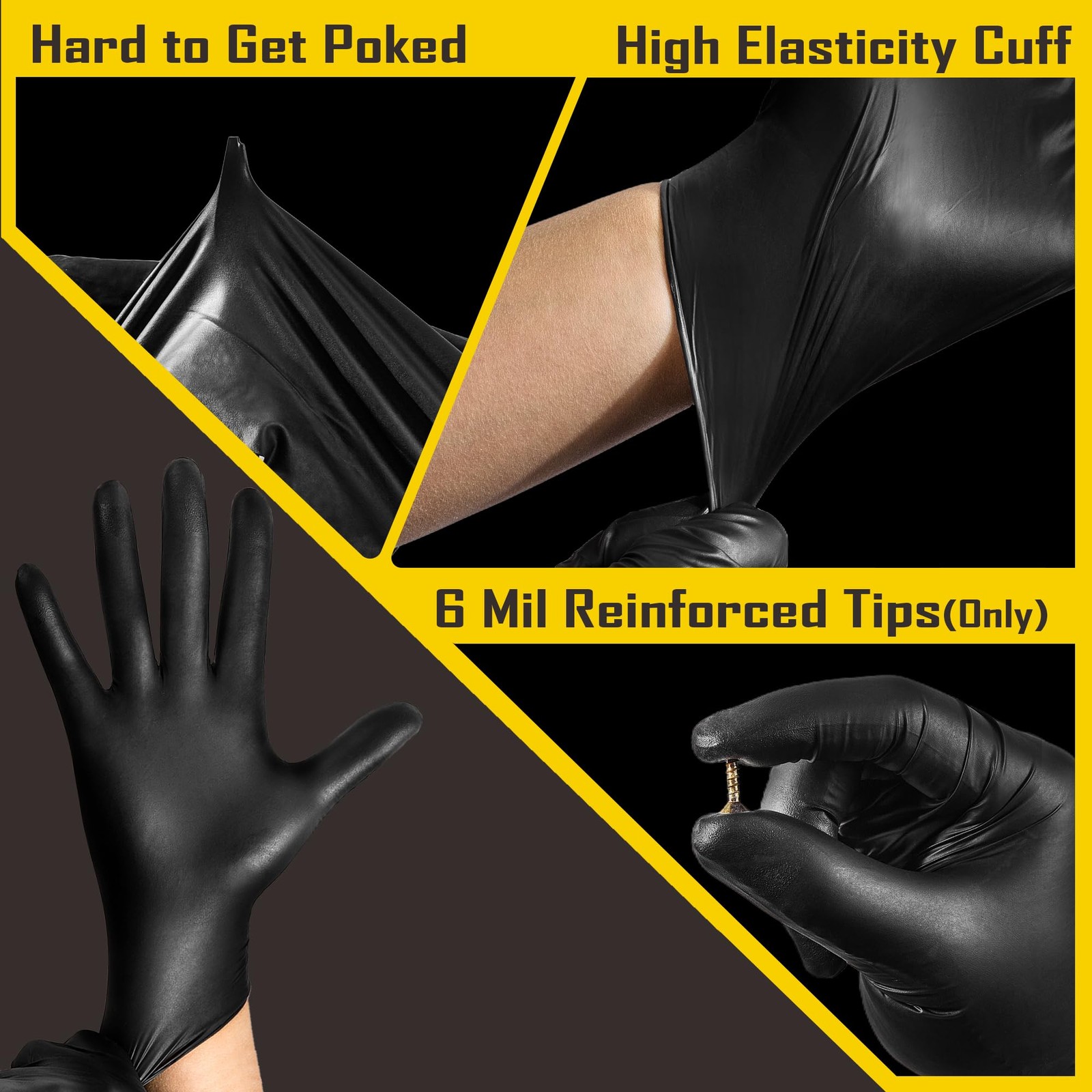 5 Mil Black Disposable Nitrile Gloves for Men, Heavy-Duty for Household Clean