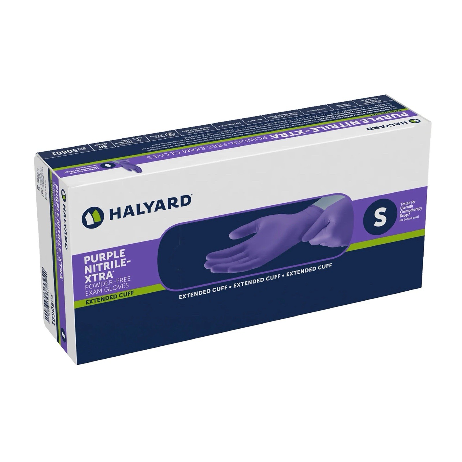Halyard 50601 PURPLE NITRILE-XTRA Powder-Free Exam Gloves SMALL 50 Gloves *READ*