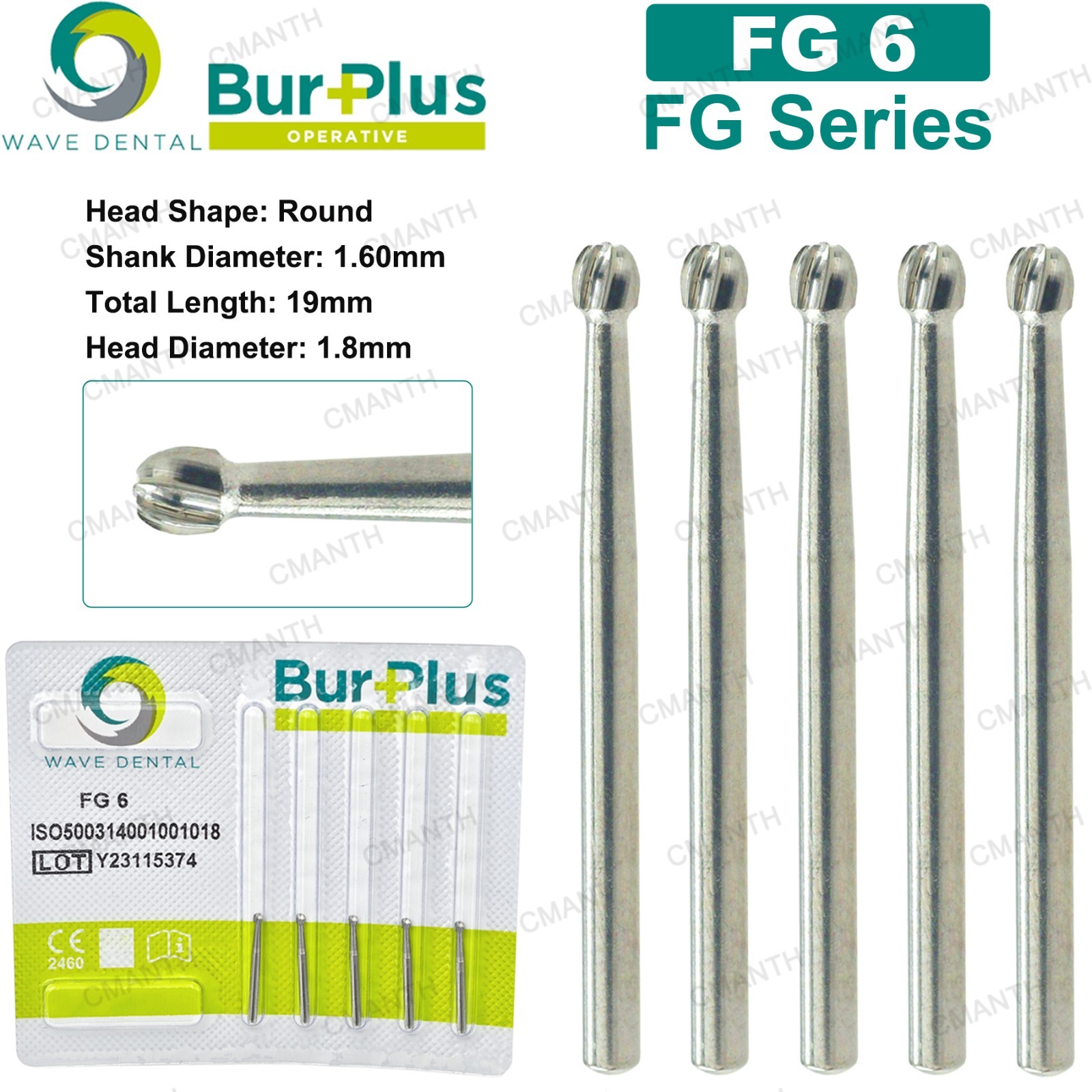 WAVE Dental Burs FG 1-10 Surgical Carbide Bur Friction Grip Round For High Speed