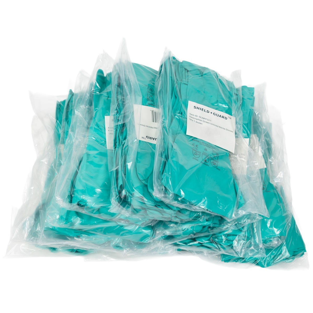 11 Mil Reusable Green Nitrile Gloves Chemical Resistant Diamond Textured