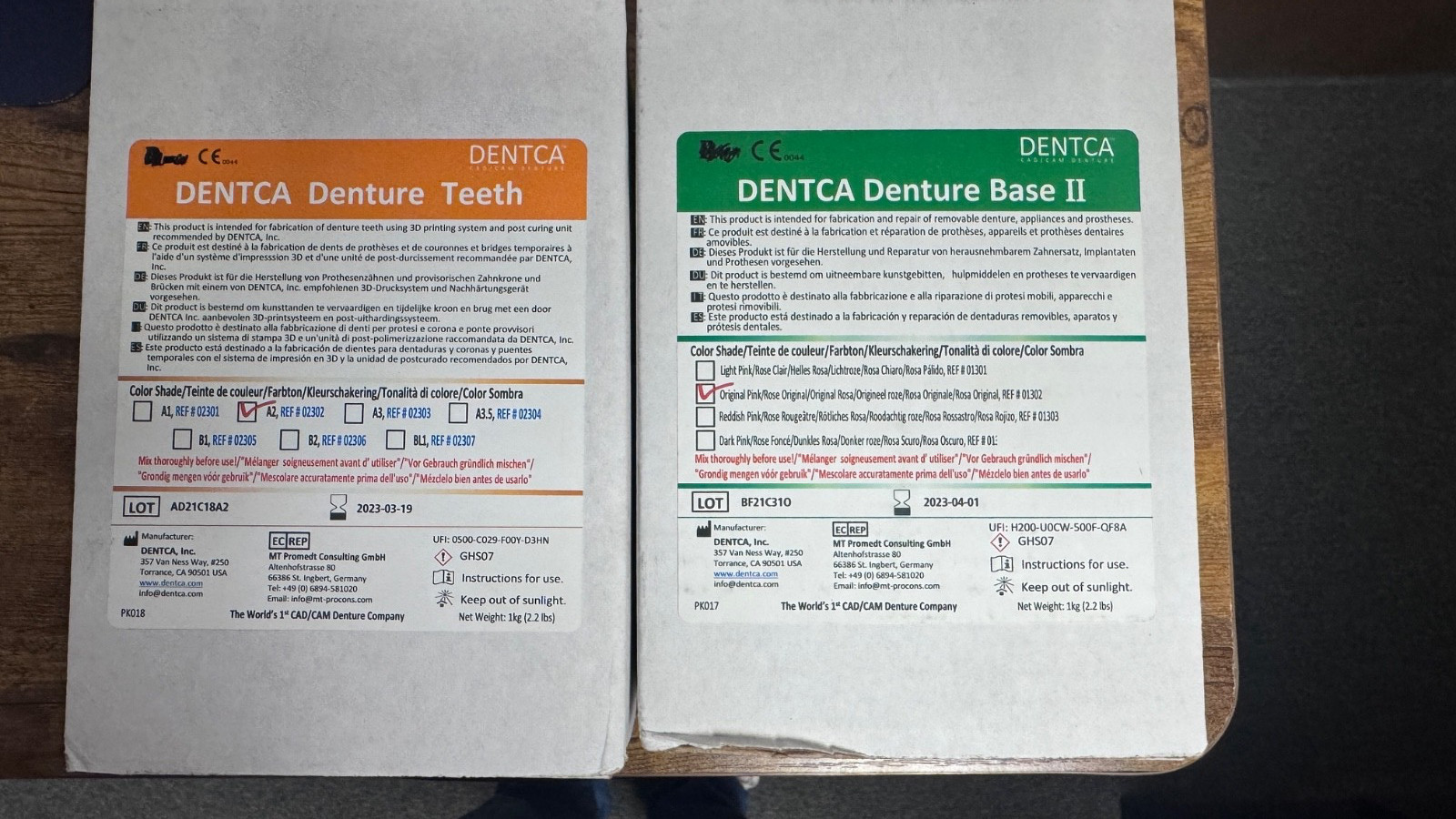 DENTCA Denture Teeth A2 A3 and A3.5 and Light Pink Denture 3D Dental Printing