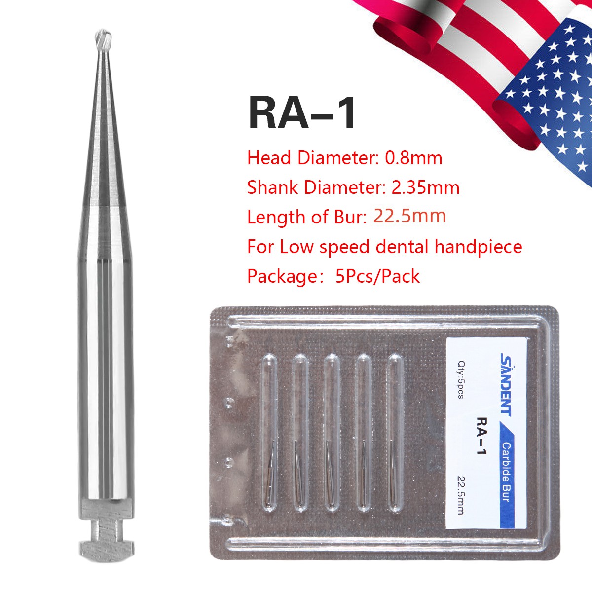 Dental Round Latch Carbide Bur RA1 Midwest RA Drills For Slow Speed Handpiece