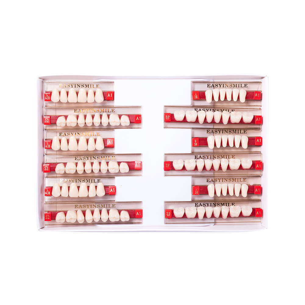 Dental Acrylic Resin Denture False Teeth Upper Lower Full Set A1/A2/A3 Shade USA