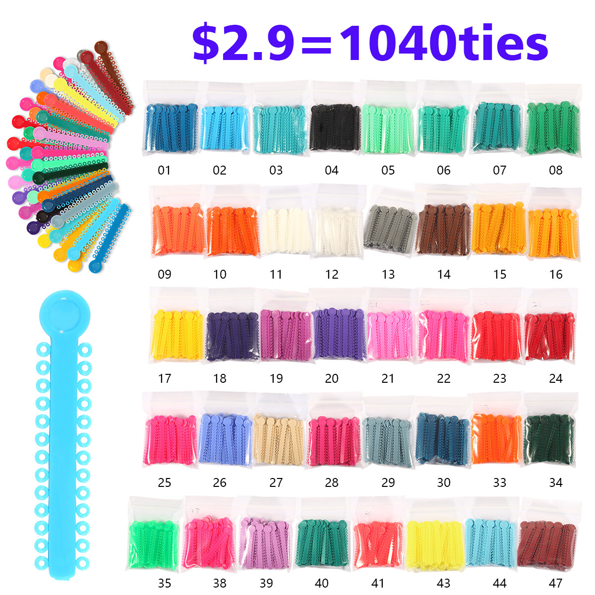 Dental Orthodontic Ligature Tie Bands Elastic Braces /Wax 10 Scents Brackets Gum