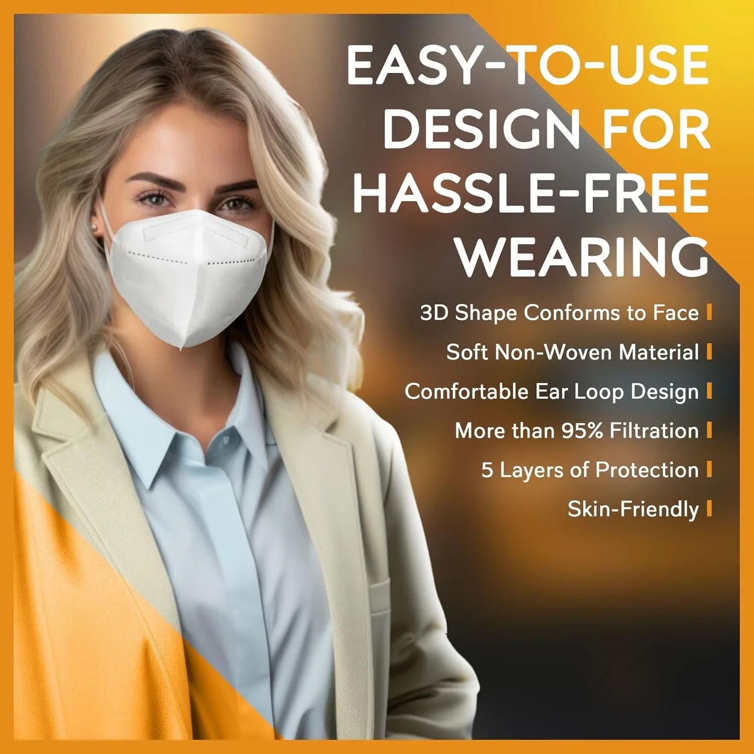 50 / 100 Pcs White KN95 Protective 5 Layer Disposable Face Mask Mouth Nose Cover