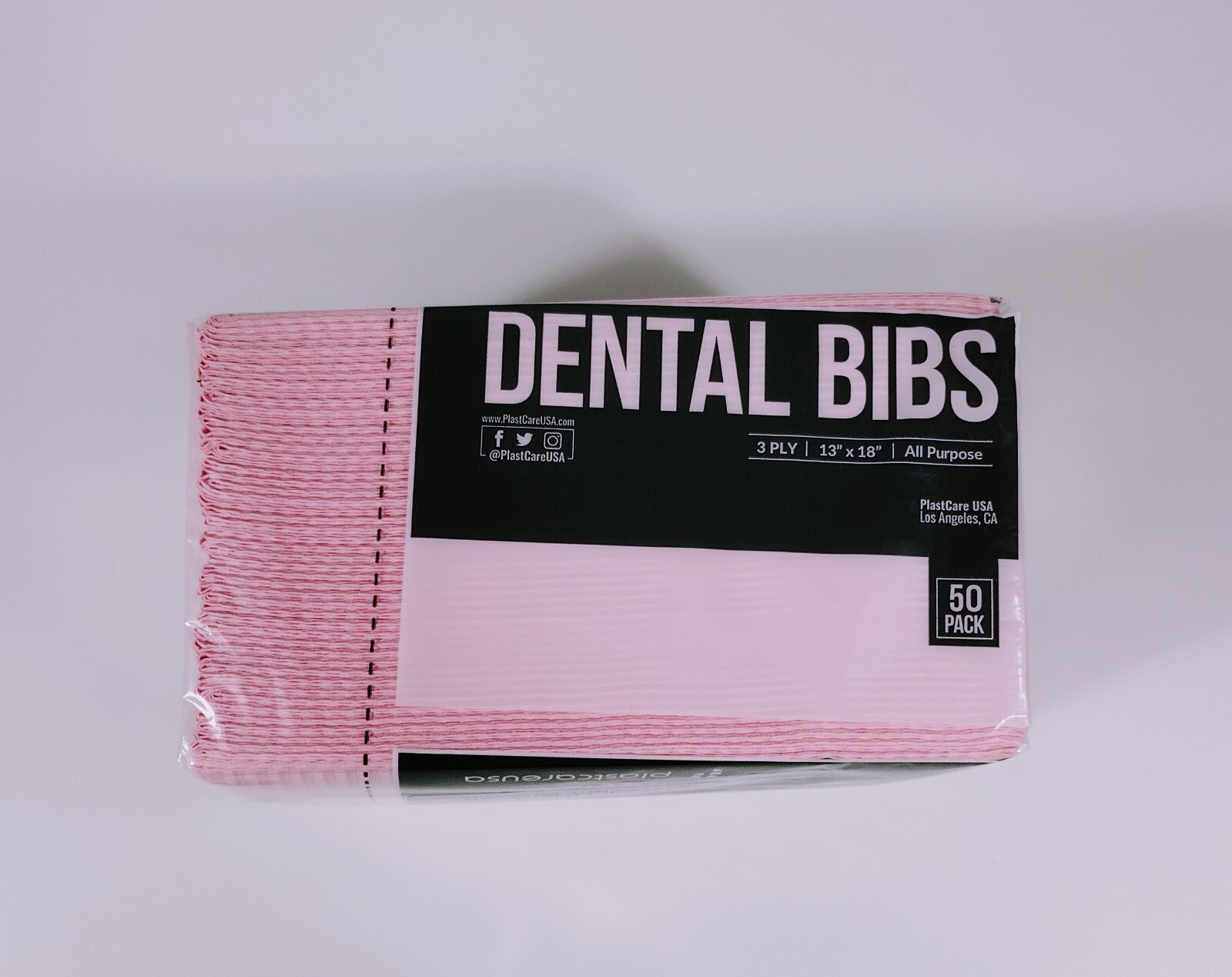 50 Hot Pink Dental Bibs, 3-ply Medical Tattoo Tray Nail Chair Paper Covers