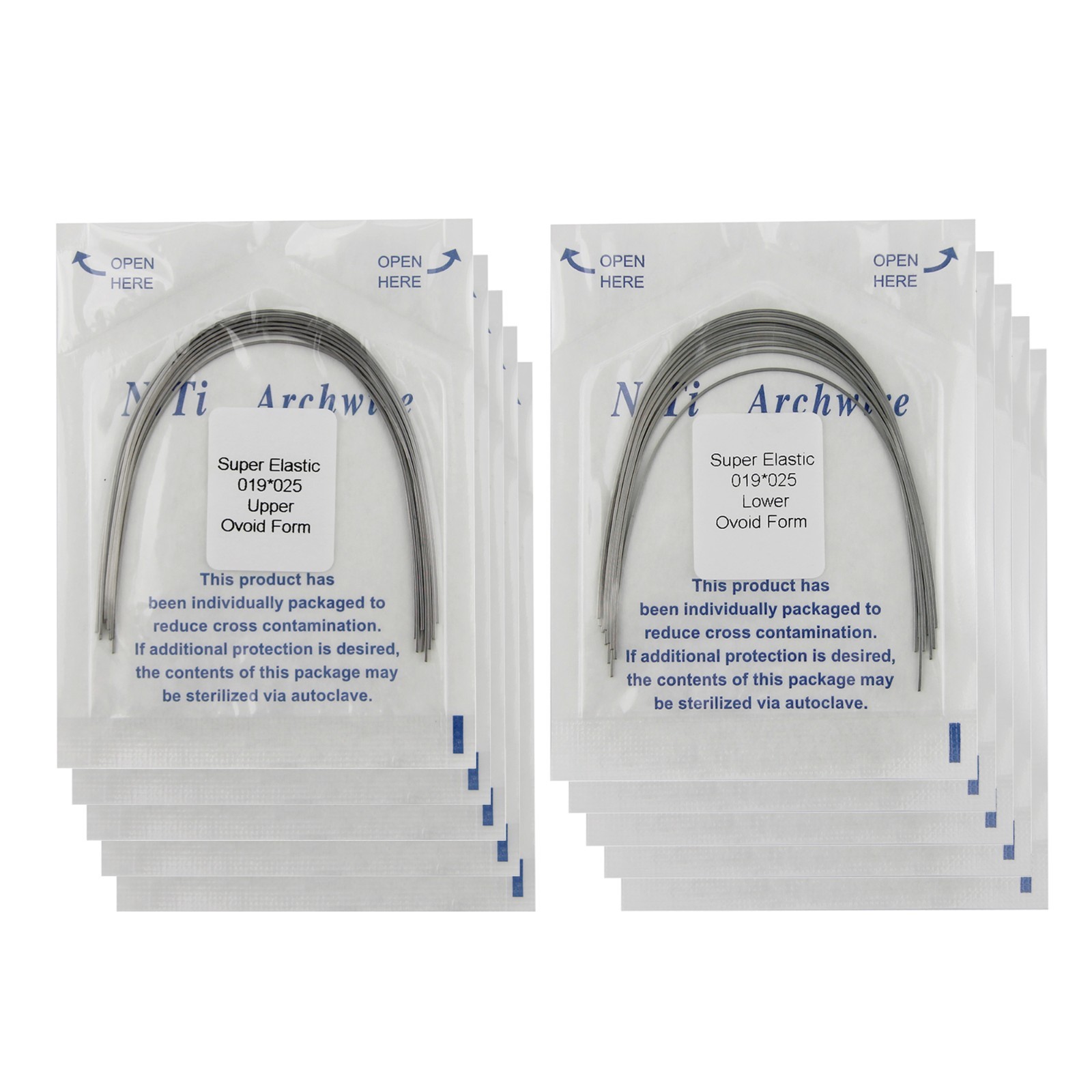 Dental Orthodontic Arch Wires Niti Stainless Steel Ovoid Natural Form 100pcs U/L