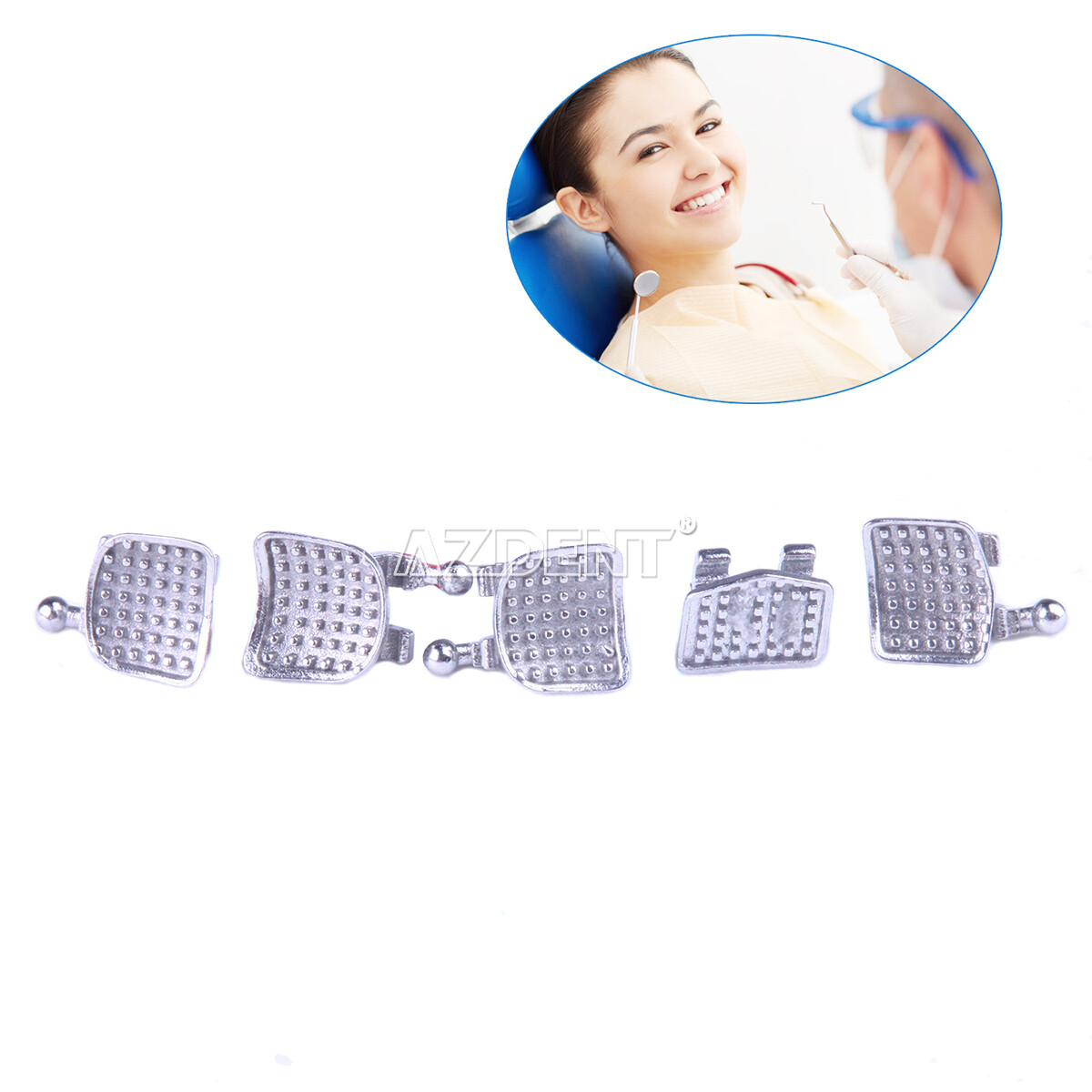 AZDENT Dental Orthodontic Metal Brakets Braces Mini Roth MBT 018 022 345 Hooks