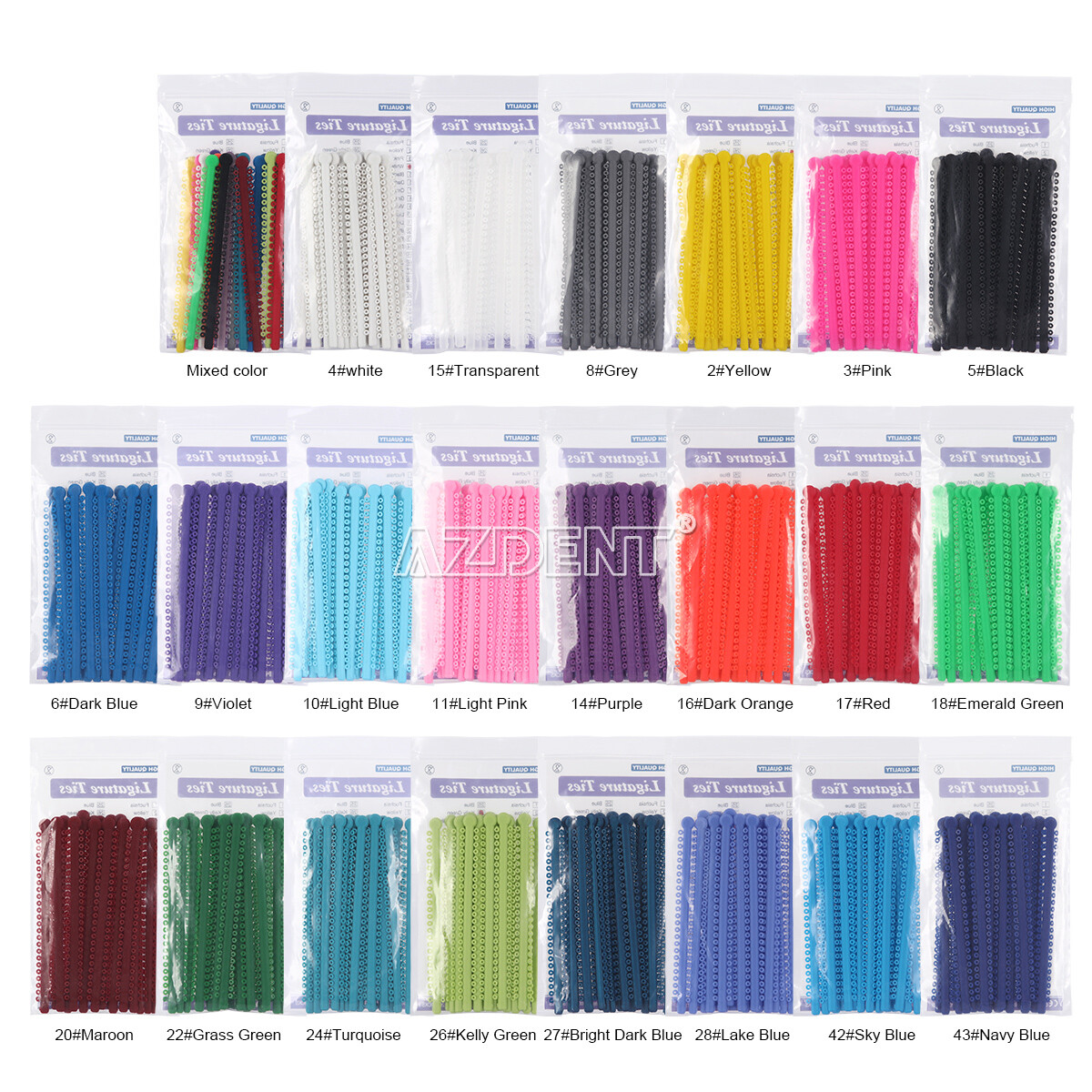 1000Pcs/Pack AZDENT Dental Orthodontic Ligature Ties Braces Elastic Rubber Bands