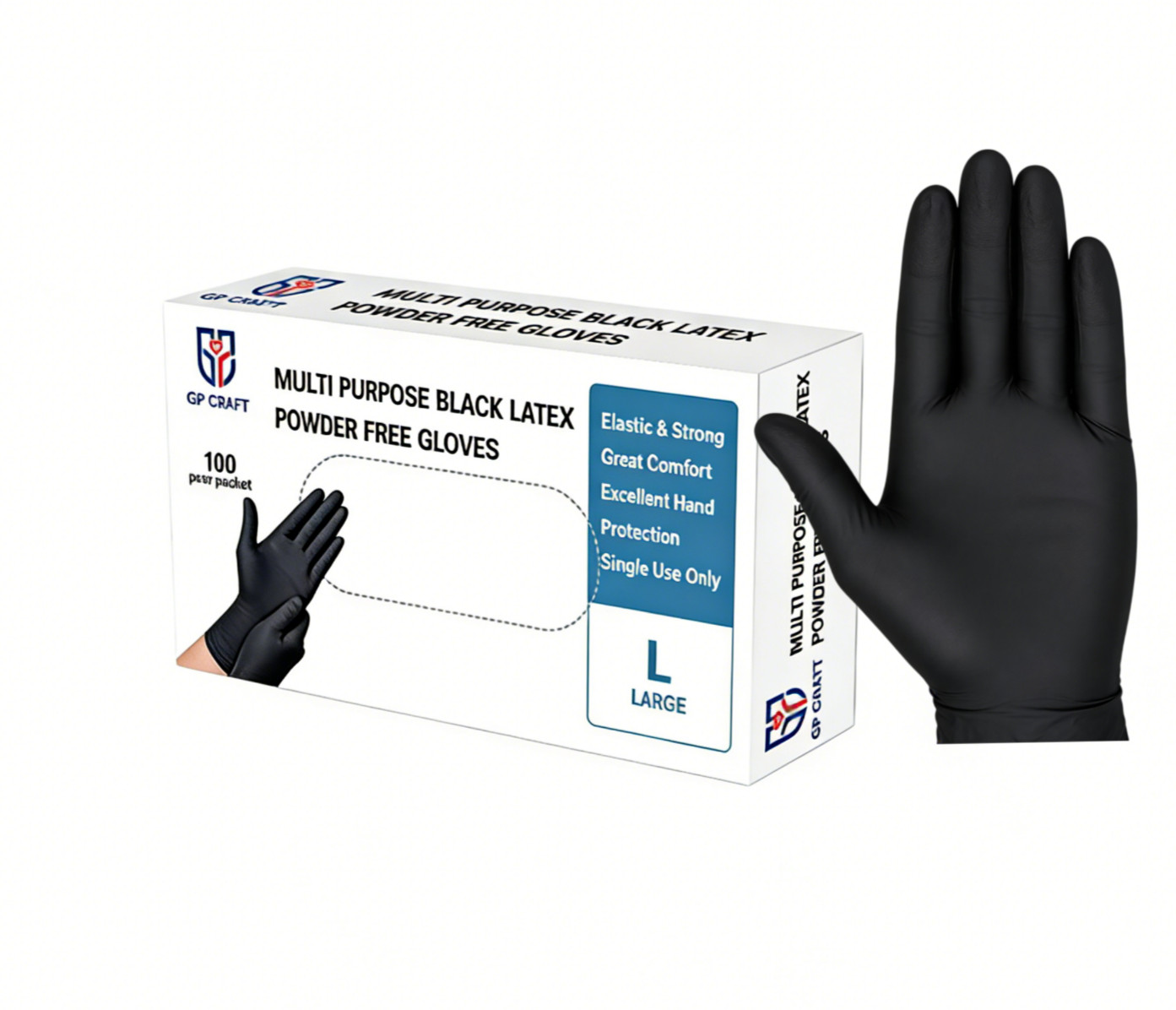 Heavy Duty Black Latex Gloves 5mil Disposable Powder-Free Food Safe