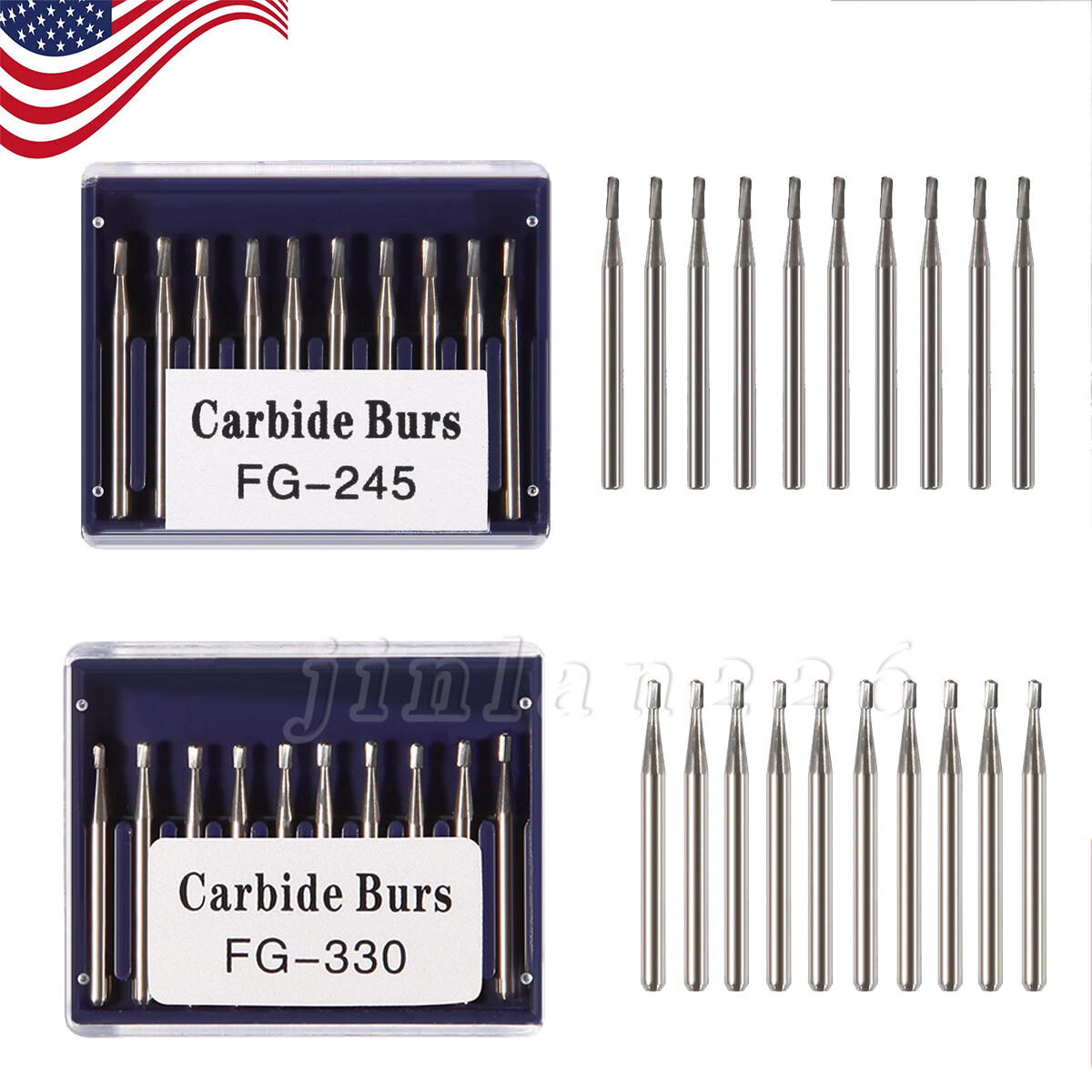 Dental Burs FG 330 FG 245 Carbide High Speed Pear Domed Fissure Friction Grip