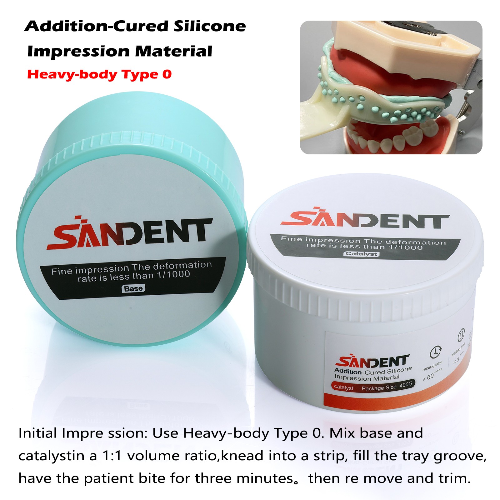 10Sets Dental Impression Putty Fast Set VPS 400g Base & 400g Catalyst Heavy Body