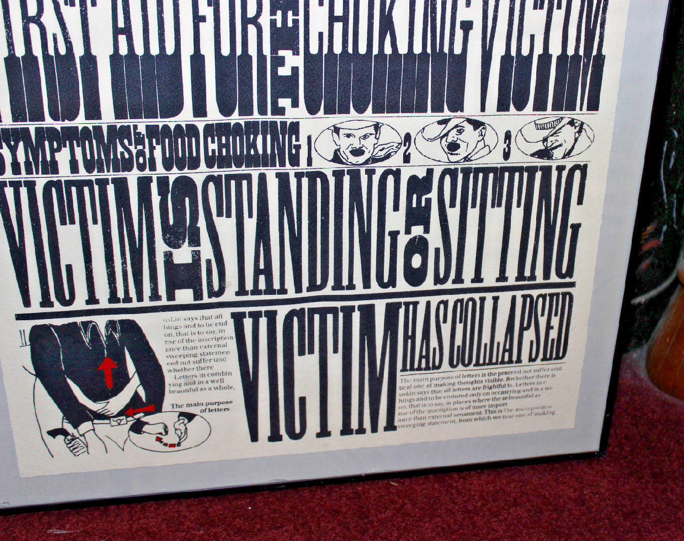 Vintage Unusual Heimlich Maneuver Poster-Choking Poster-Odd Wording-Framed-LQQK