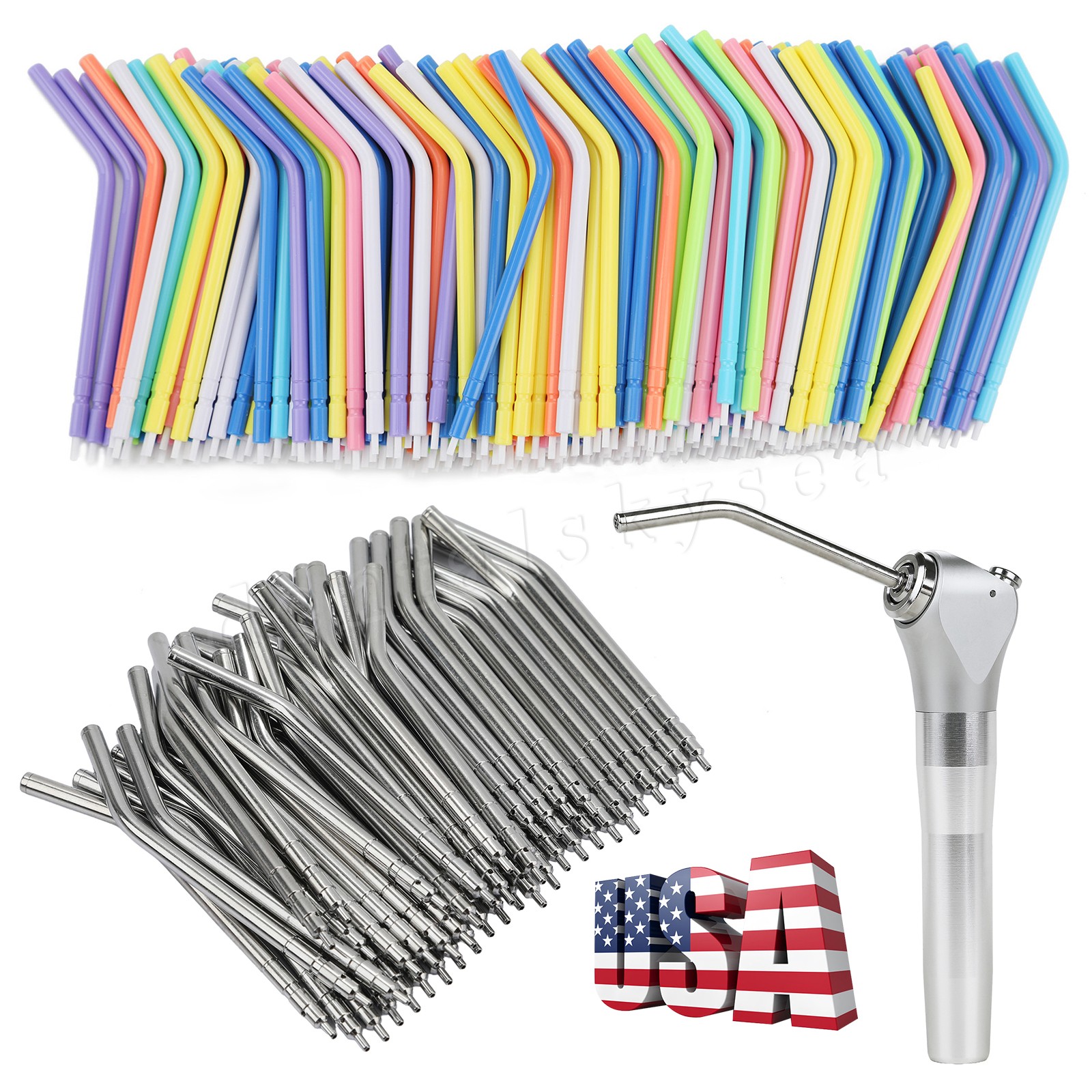 USA Dental 3 Way Air Water Spray Triple Syringe Handpiece / Nozzles Tips Tubes