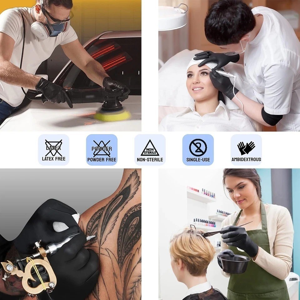 Heavy-Duty 5 Mil Black Nitrile Exam Gloves (Disposable & Powder-Free)