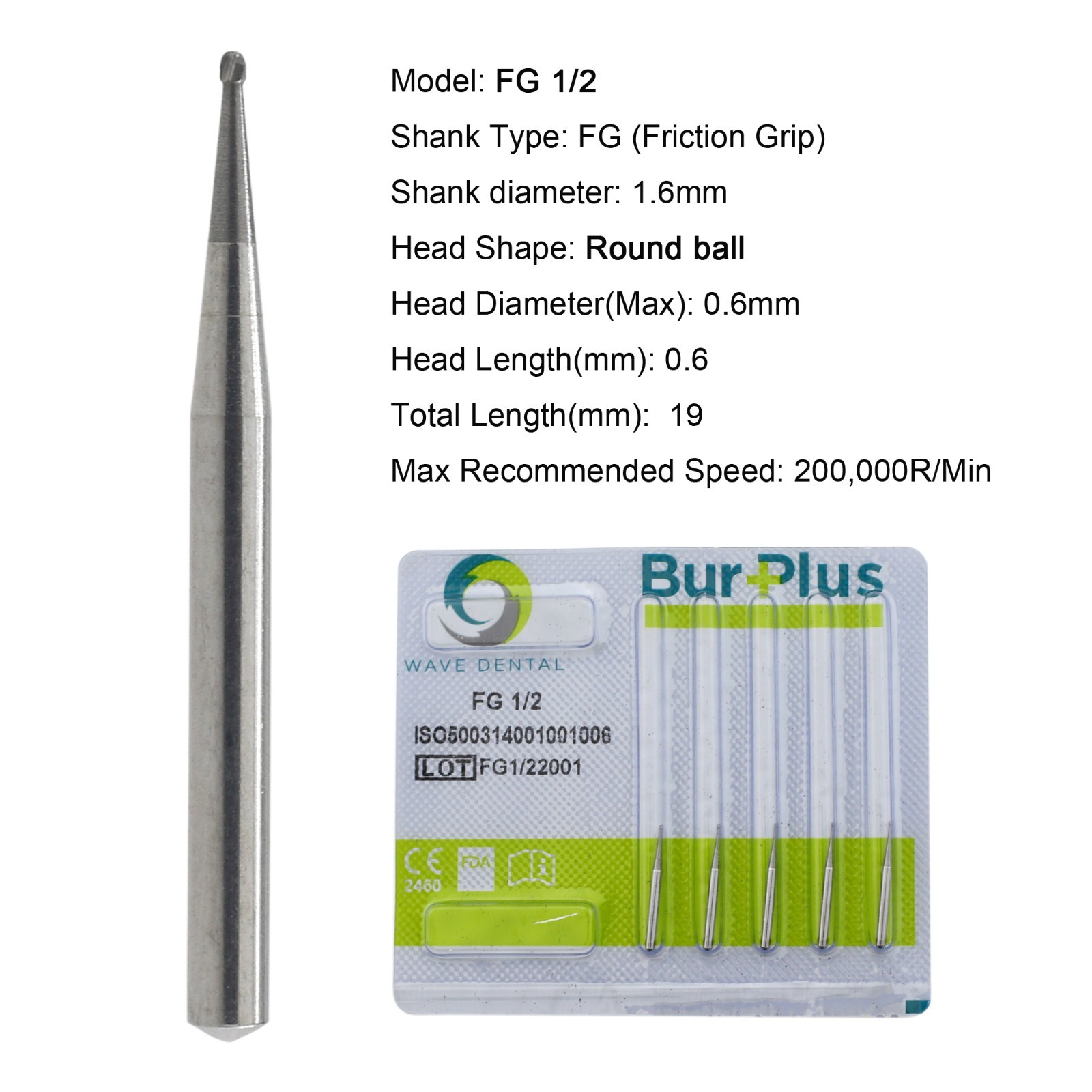 Wave Dental Carbide Burs FG 19mm High Speed Surgical 25mm FG SURG 330 557 702 6