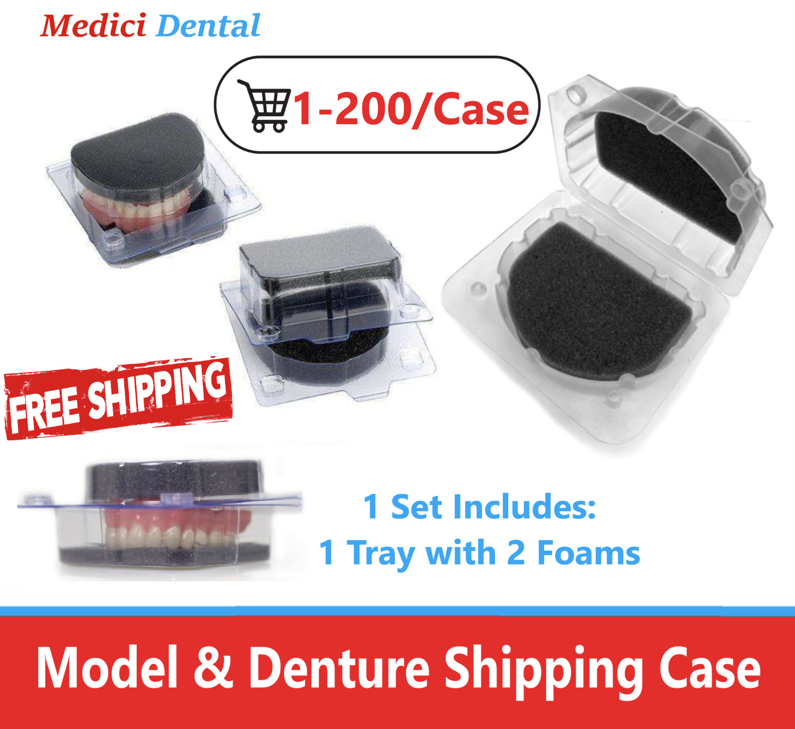 Dental Lab Model Box Denture Shipping Box Ortho Appliance Care Box 1-200 Sets/Cs