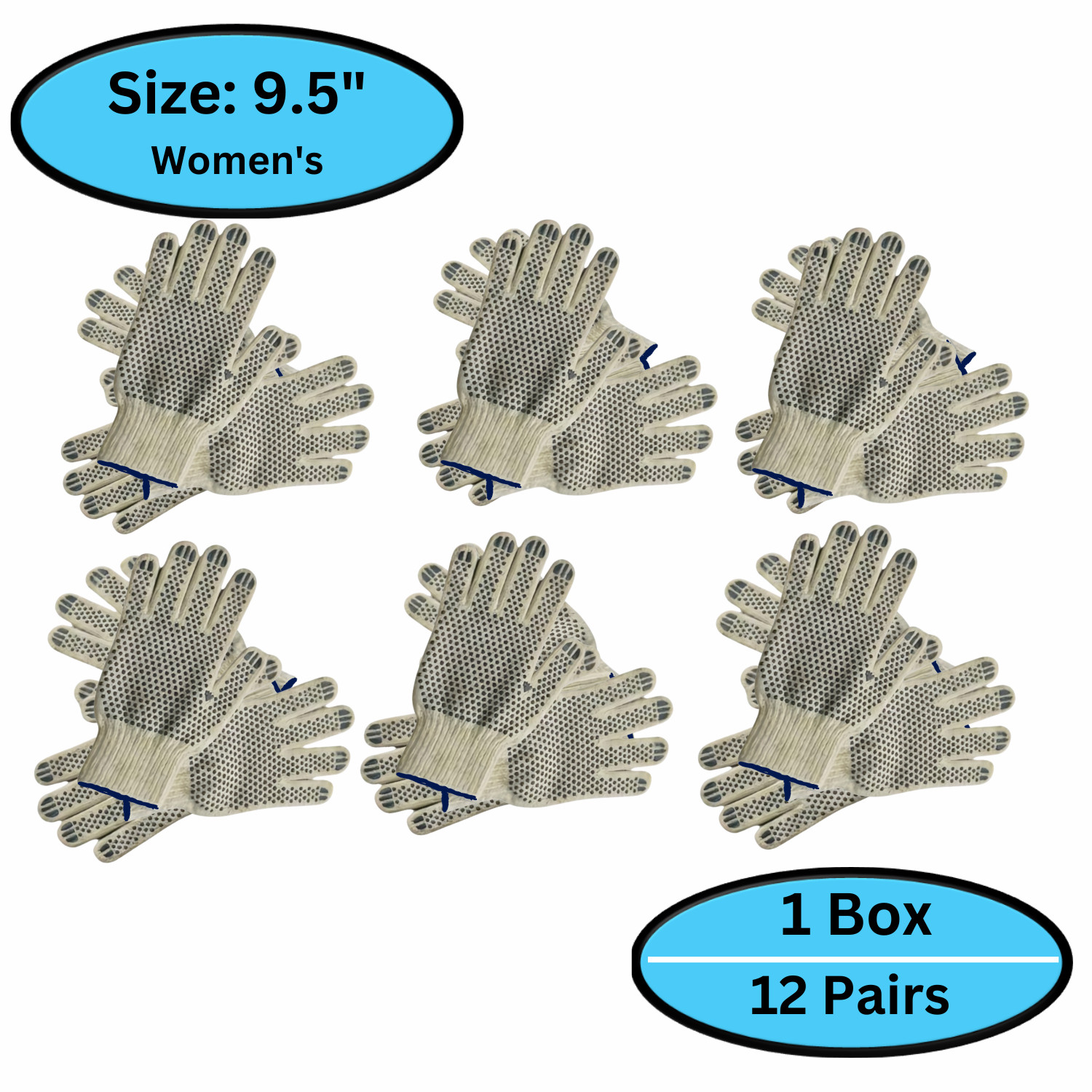12-24 PVC Double Dot Hand Black Knitted Cotton Tan Non-Disposable Gloves