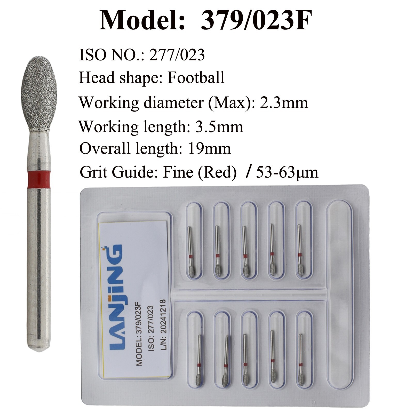Dental Diamond Burs Egg 379-018 023 FG Burs Super Coarse Extra Fine High Speed