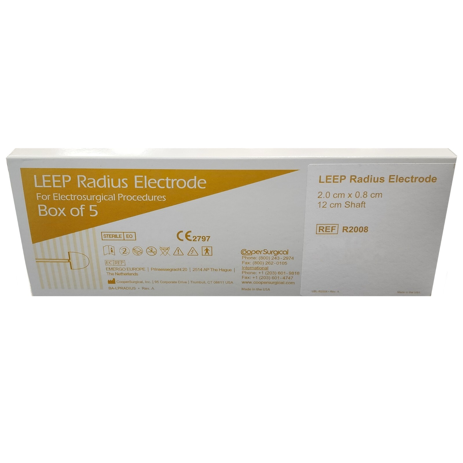 *5-Packs* Cooper Surgical LEEP Radius Electrode 2 x 0.8 x 12cm Sterile R2008