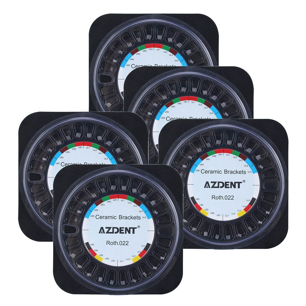 AZDENT Dental Orthodontic Ceramic Brackets Braces Roth.022 Hooks 3 4 5