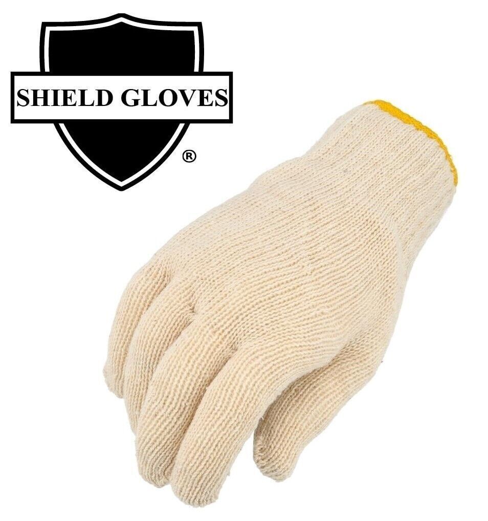 12-24 Tan String Knit Cotton Blended Safety Work Non-Disposable Gloves