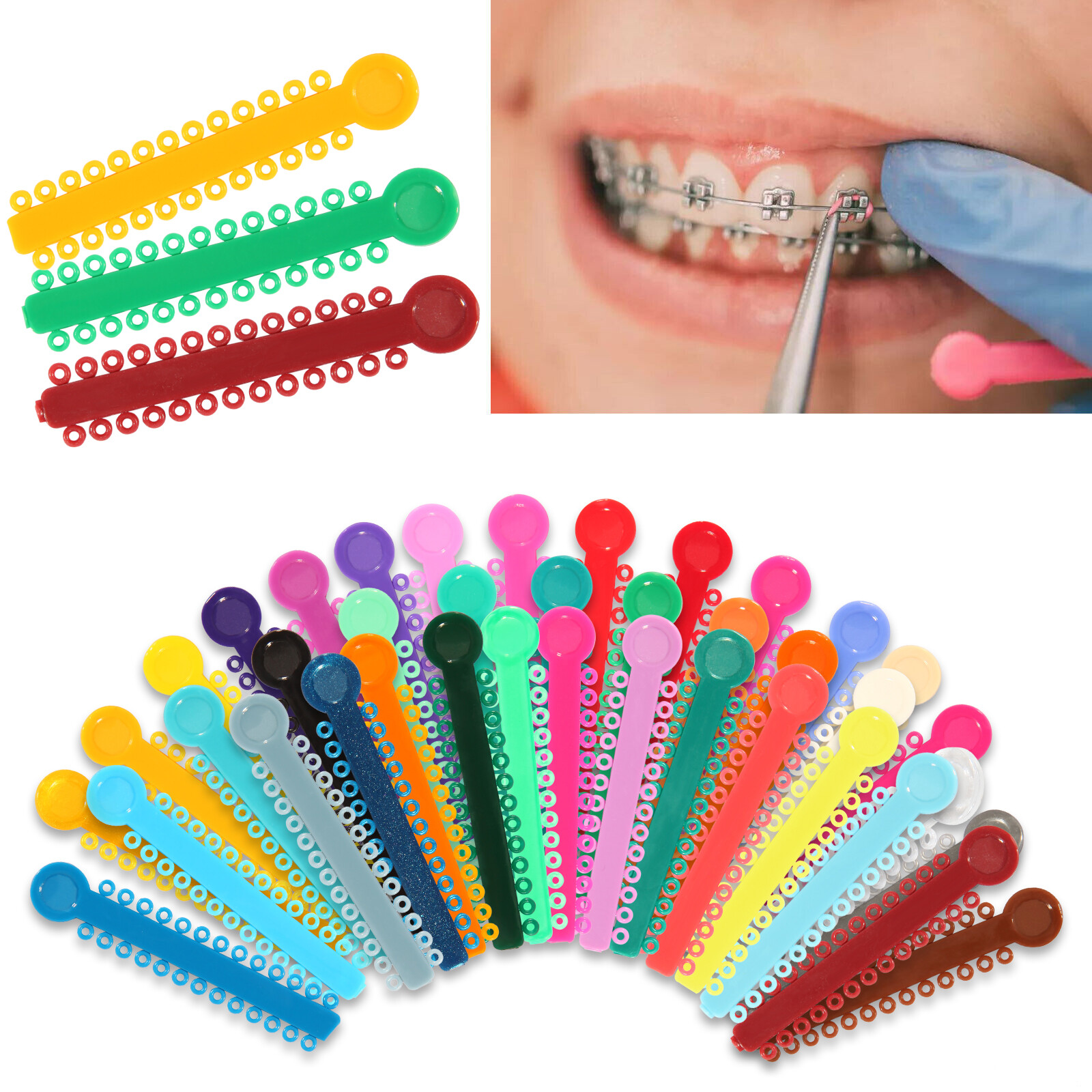 Dental Orthodontic Ligature Tie Bands Elastic Braces /Wax 10 Scents Brackets Gum