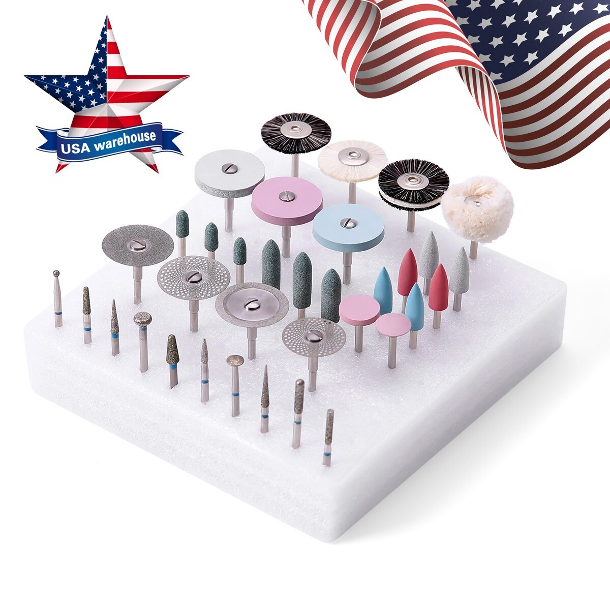 Dental Lab Polishing Kit Burs HP Wheel Disc Brush Stone for Ceramics Porcelain