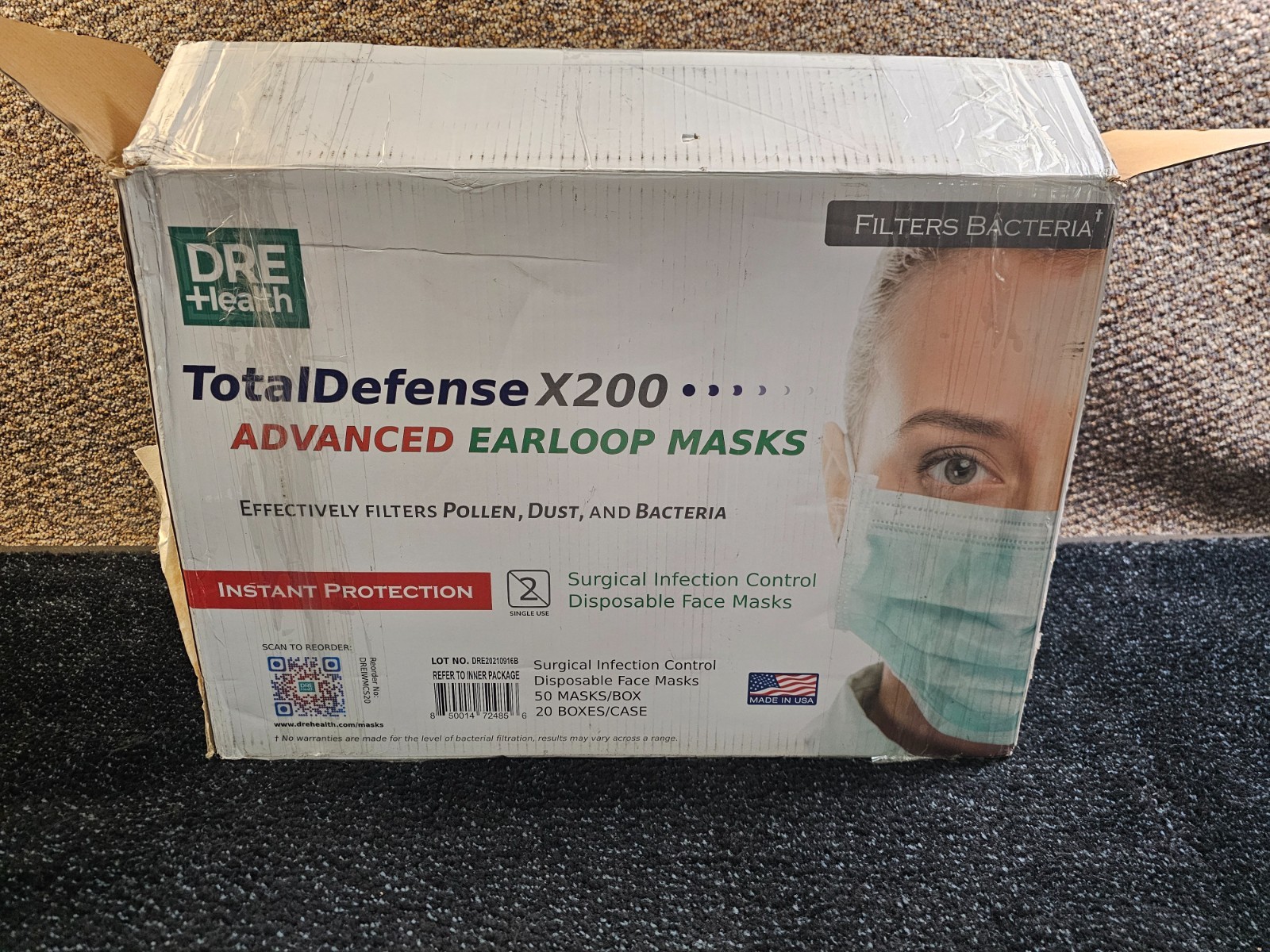 (QTY 1000) Dre Health DREIWMCS2 3 Ply Advanced Ear Loop Disposable Face Masks