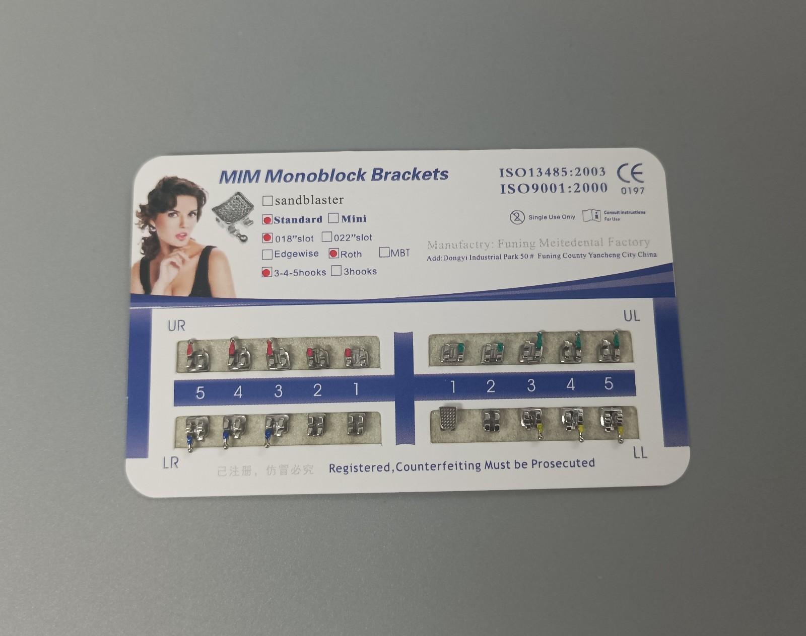 Dental Orthodontic Metal Bracket MIM Monoblock Standard Roth 018 345 hooks