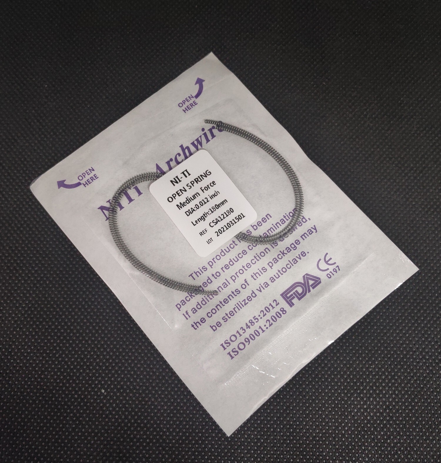 10 Packs Dental Orthodontic Open Coil Spring NiTi Alloy 0.012*180mm Medium Force
