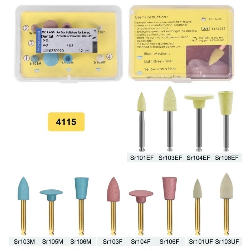 Dental Lab Polishing Kit Silicone Rubber Polisher for Low-Speed Contra Angle HP