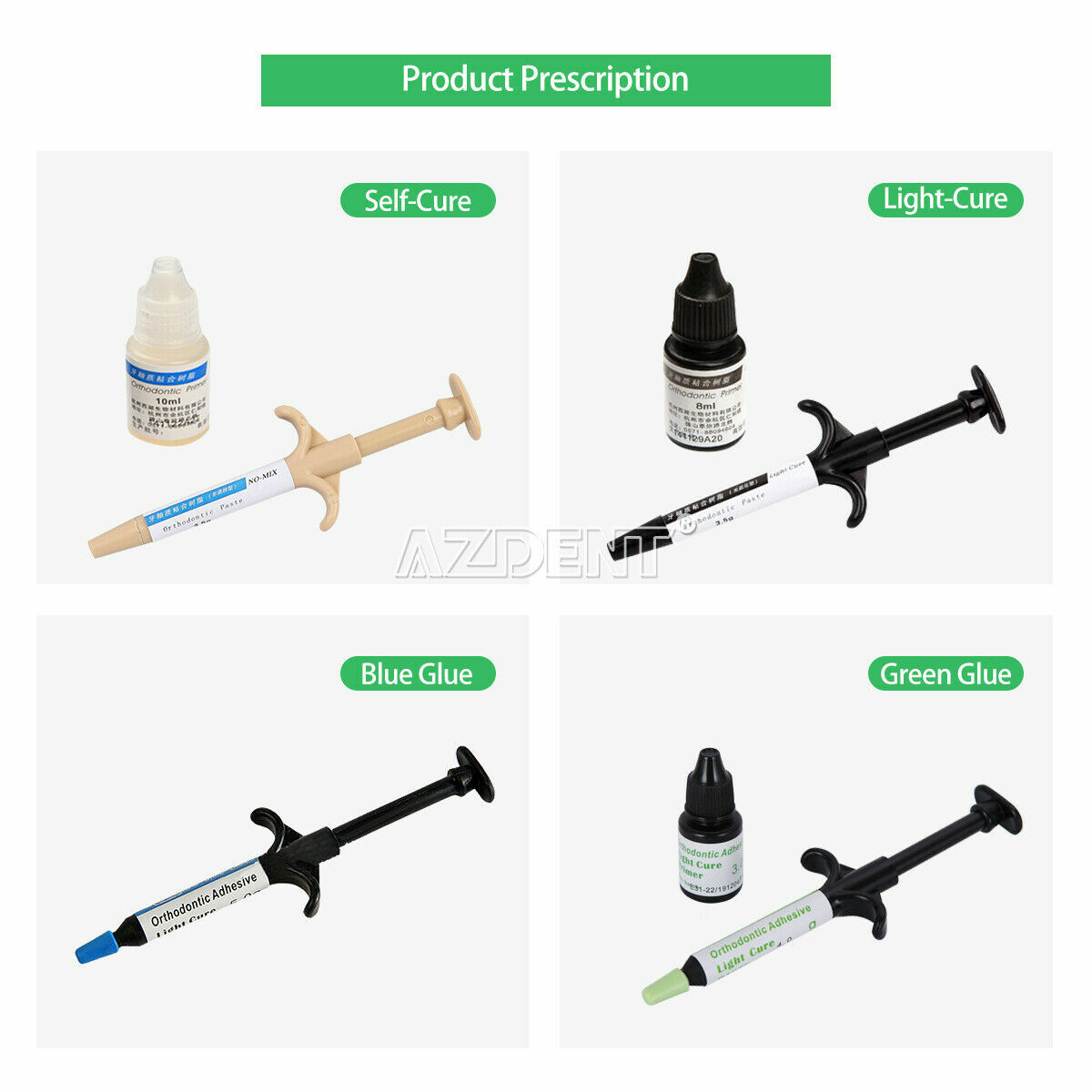 Dental Ortho Adhesive No-Mix Bonding/ Light Cure Resin/ Blue/Green Glue Kit