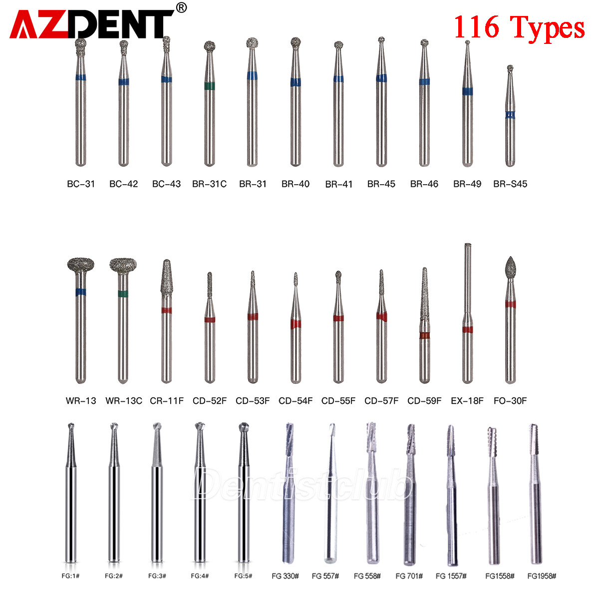 Dental Tungsten Steel Carbide Cutting Burs for High Speed Handpiece FG1-FG1958
