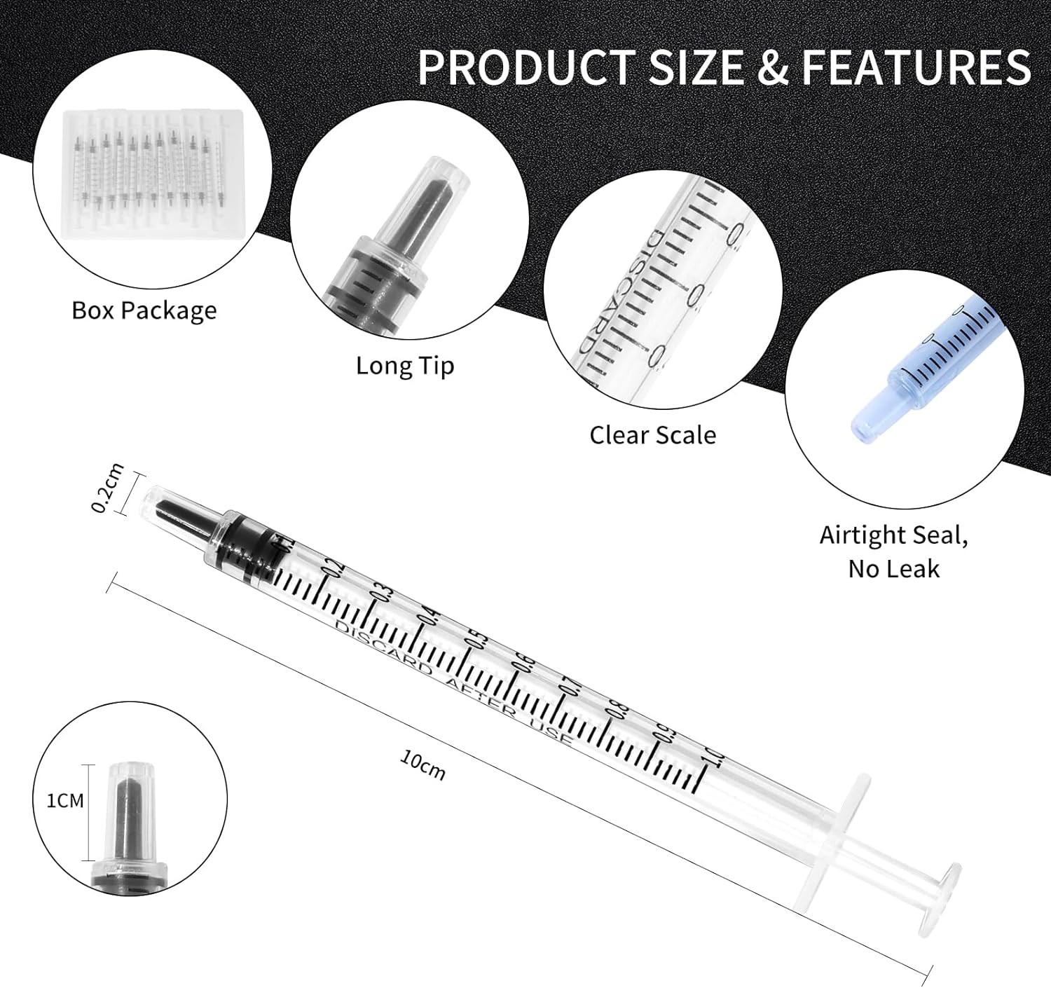 20 Pack 1ml Syringe for Liquid, 1cc Plastic Small Syringes Syringes-20pcs