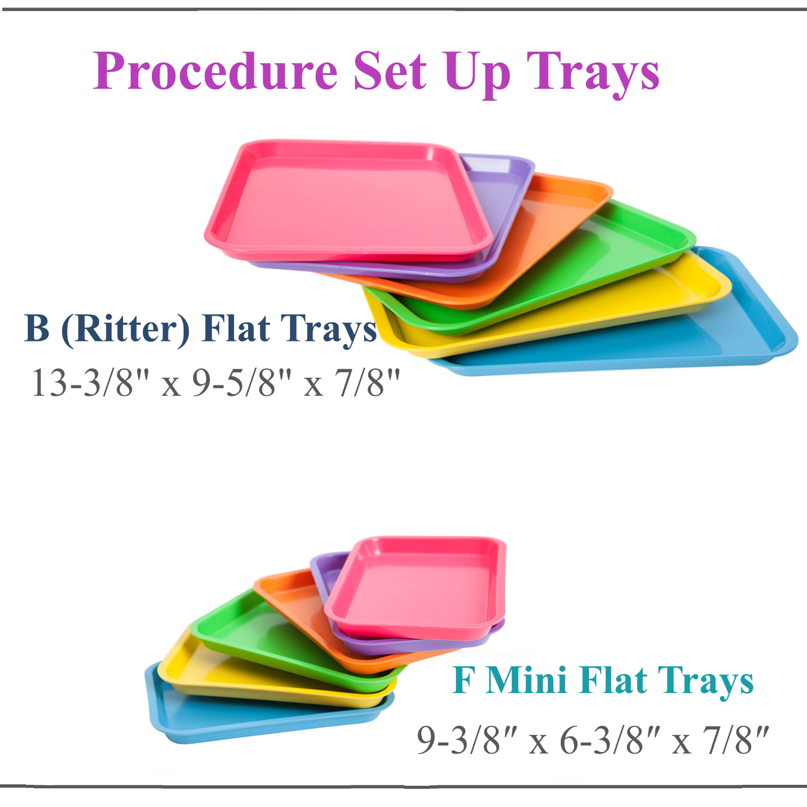 Dental Flat Tray Autoclavable Plastic Instrument Procedure Trays Non-Slip