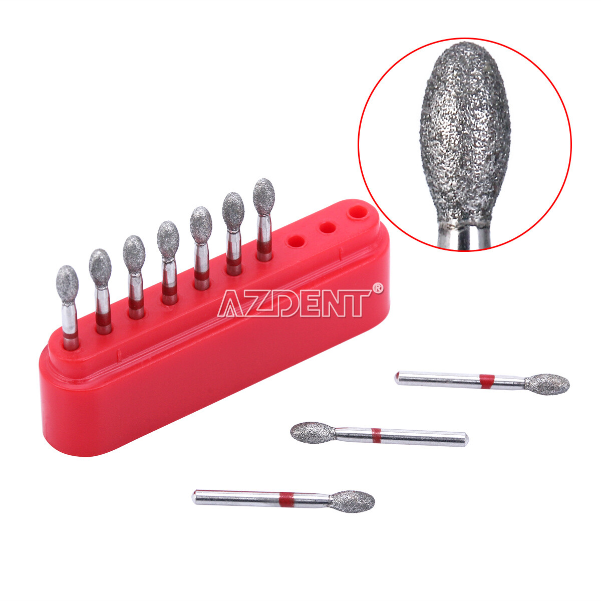 10Pcs/Pack Dental Dimond Burs Football #379-023F Fine Red Azdent