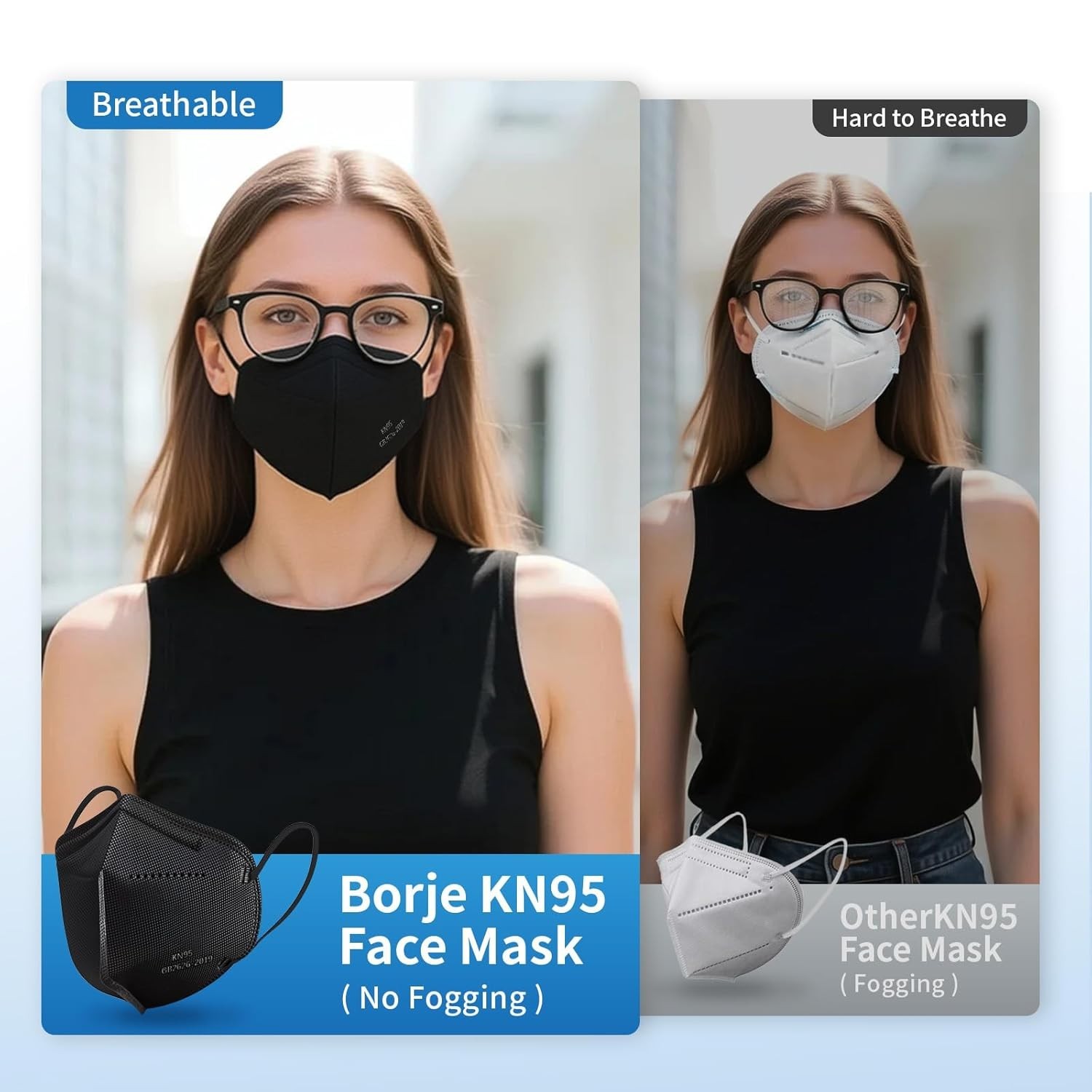 5-Ply KN95 Face Masks for Adults – 50 Disposable Masks, Comfortable & Stylish
