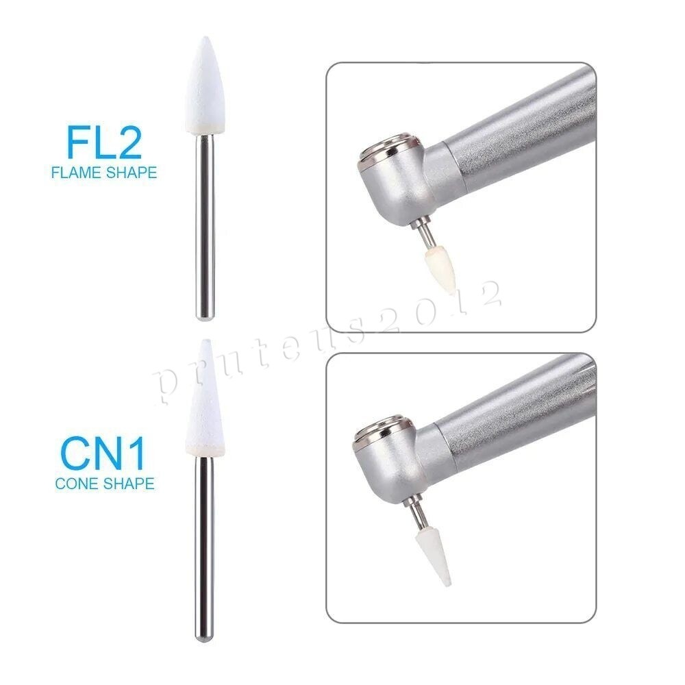 12X Dental White Stone Porcelain Handpiece Polishing Burs High Speed Drill