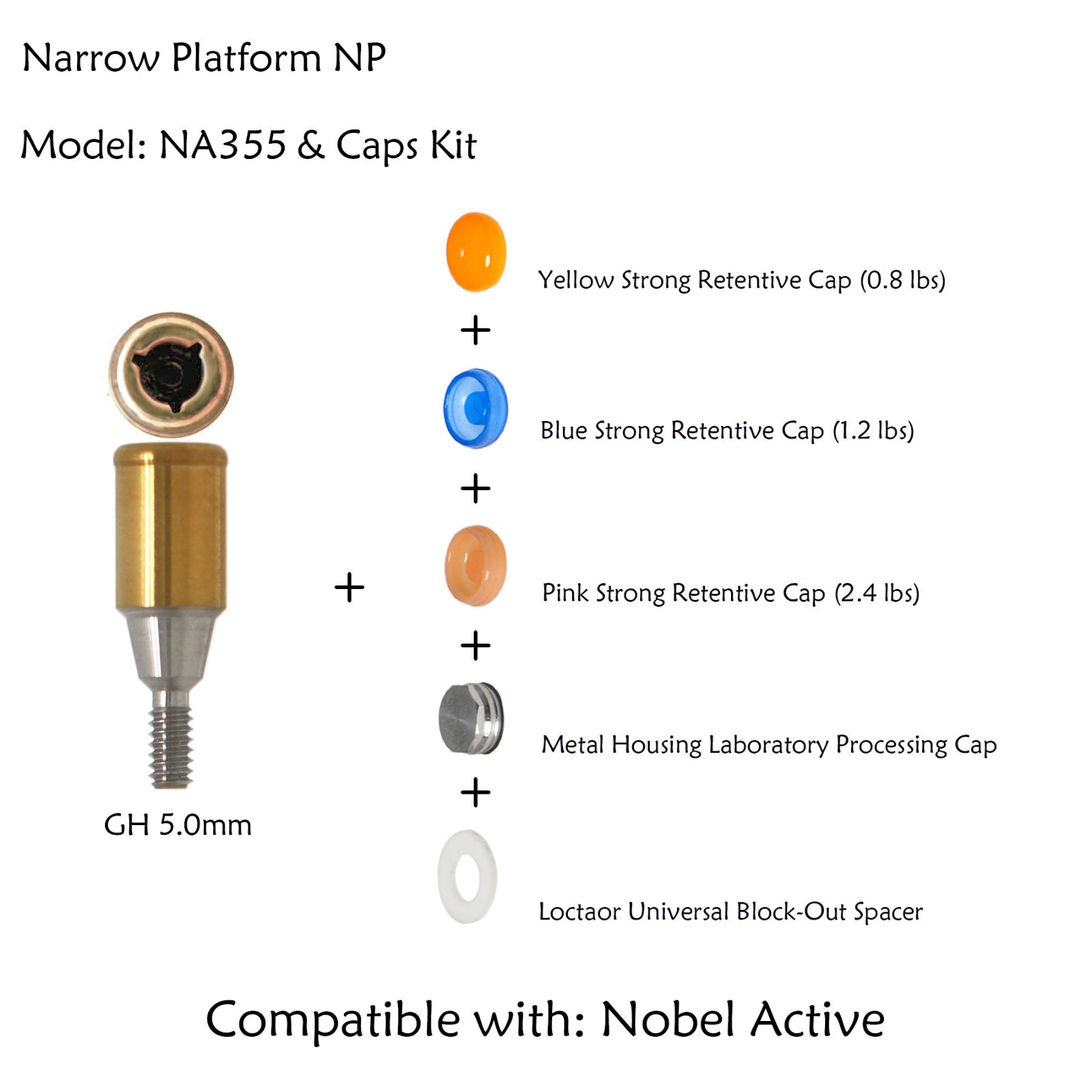 Locator Abutment for Nobel Active Biocare Conical Connection NP/RP 1-5mm Height