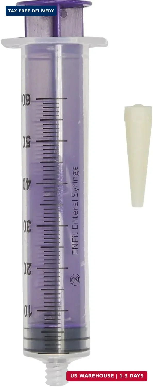 Generic 60cc ENFit Syringe – Flattop W/Trans Connection – Enteral / Oral 60Ml Fe