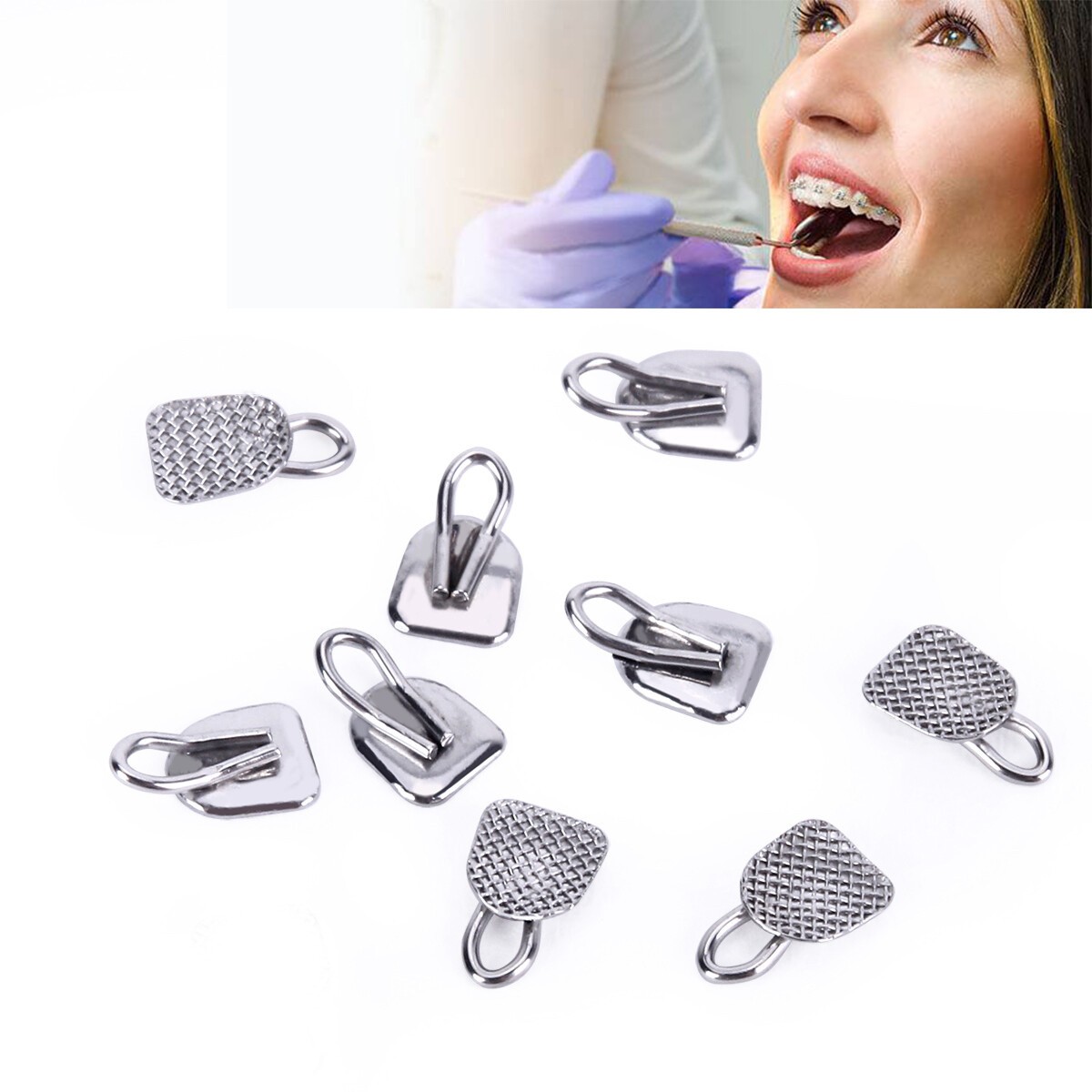 10pcs/bag Dental Orthodontic Lingual Buttons Bondable Round /Rectangular Base
