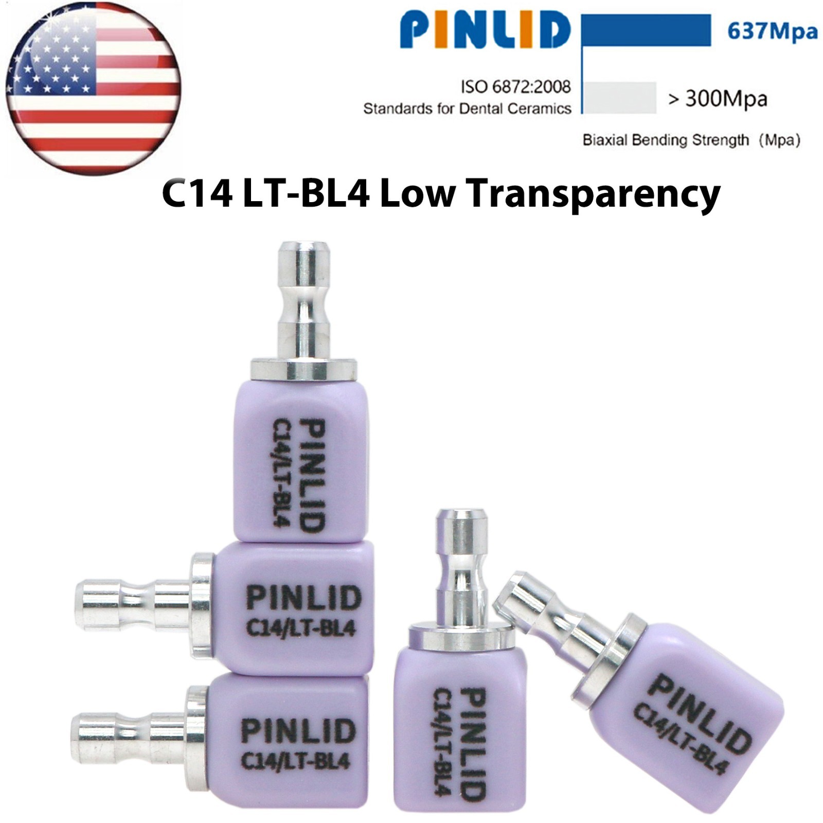 US C14 LT Low Transparency Glass Ceramic Blocks Lithium Disilicate CAD/CAM Cerec