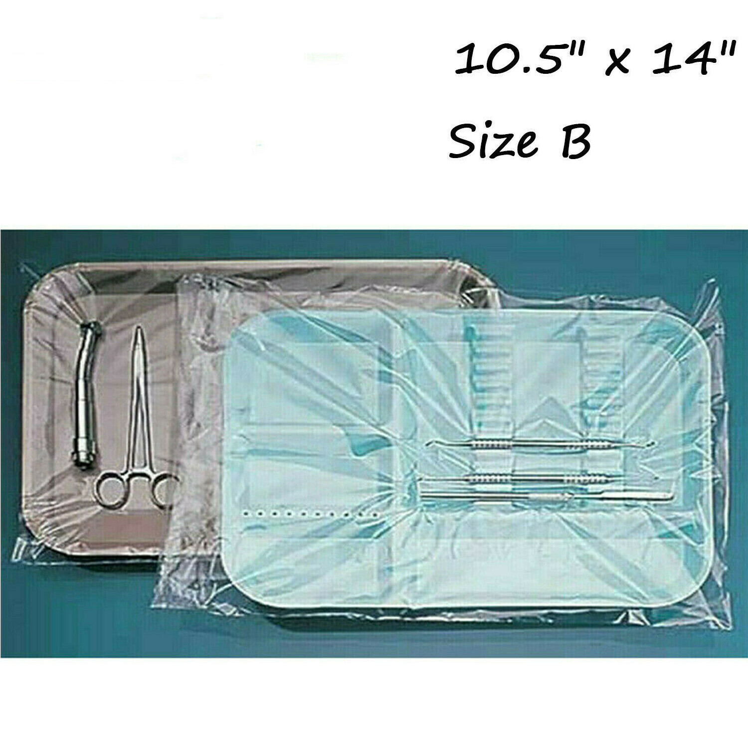 500/Box Dental Tray Sleeve Cover Standard Size B Clear Plastic 10.5 ” x 14 “