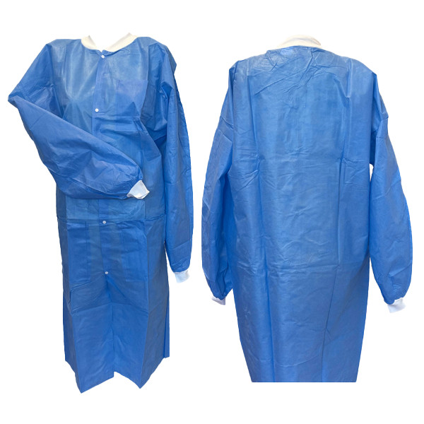 Medical Disposable Lab Coat Gown Blue, Knee Length with 3 Pockets (10pcs/bag)
