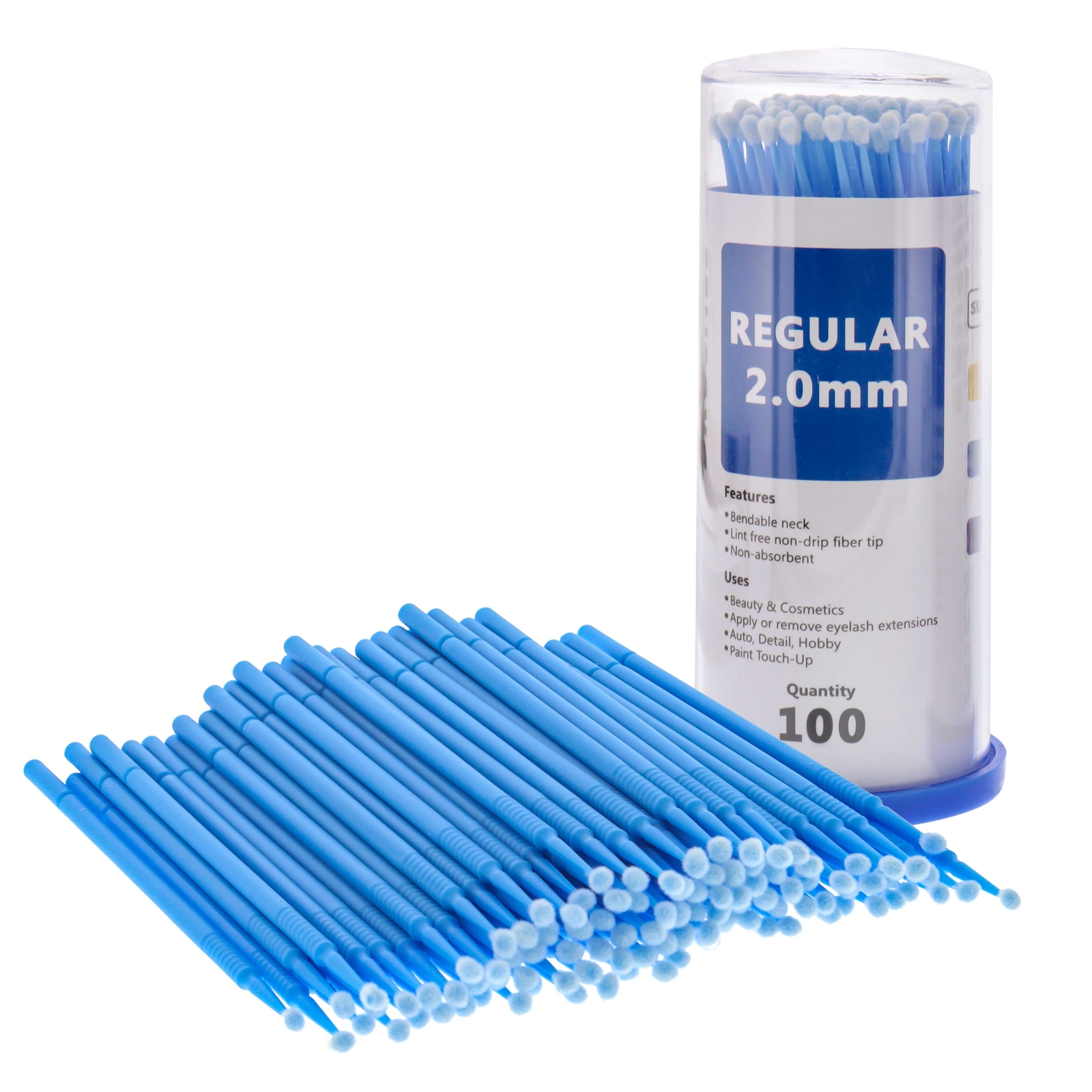 100 Eyelash Extension Micro Brushes, 2.0mm Tip Brush Applicators, Paint Touch Up