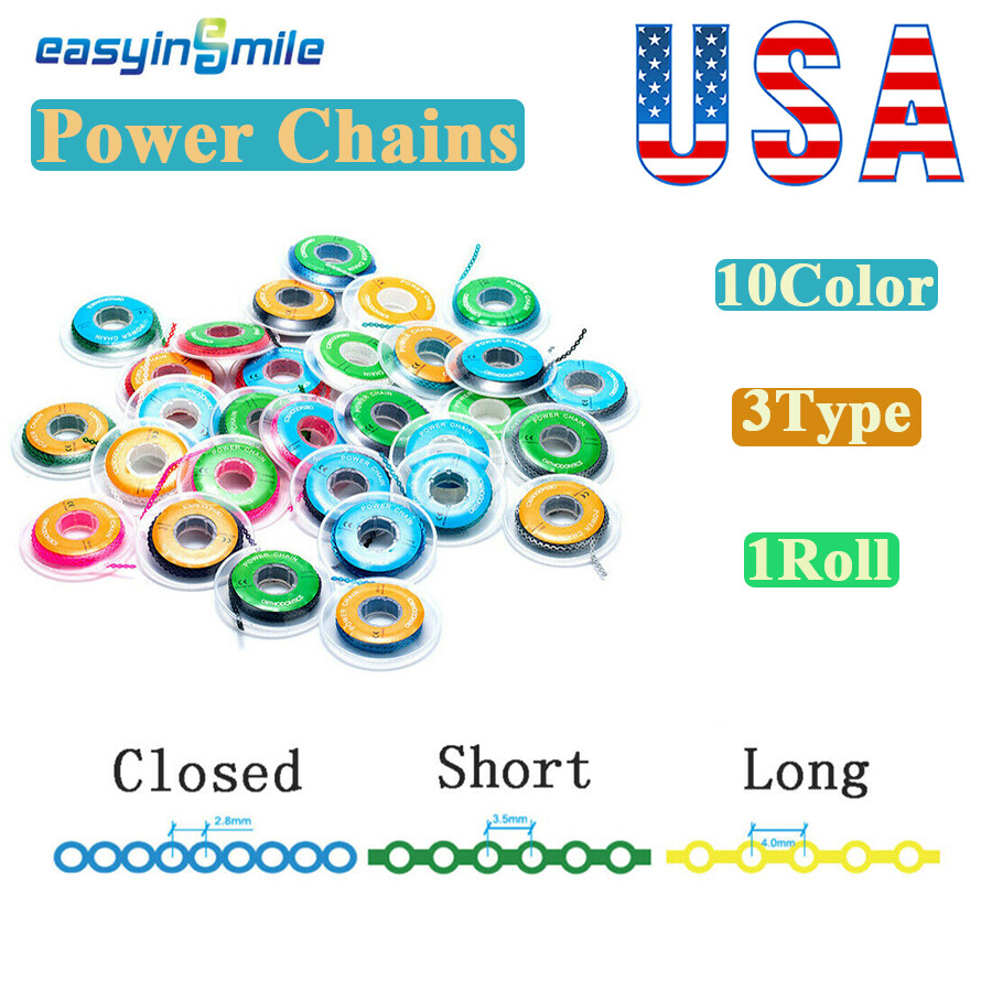 Dental Power Chains Braces Orthodontic Super Elastic Short Long Closed 15Feet
