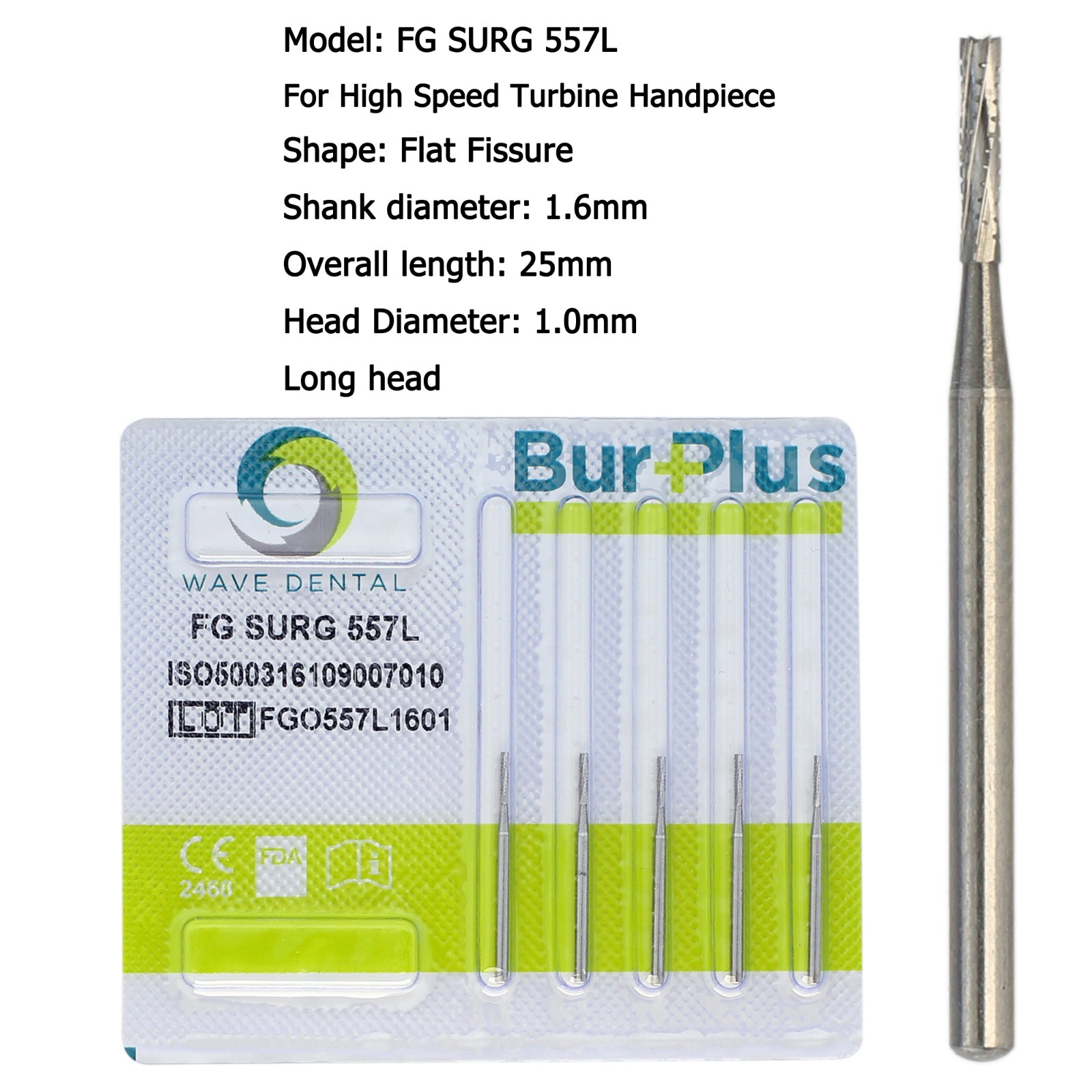 Wave Dental Surgical Carbide Burs 557 557L 702 701 Long High Speed Friction Grip
