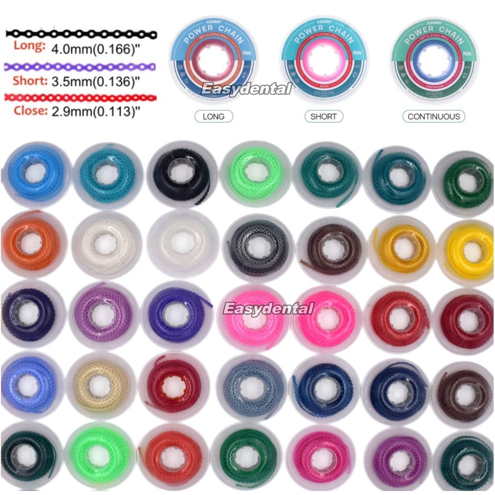 Dental Orthodontic Elastic Rubber Power Chain Braces Bands Short/Long/Close
