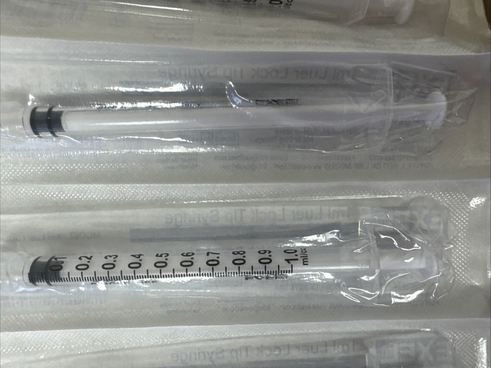 1ml Syringe Only, Luer Lock Tip, Sterile Without Needle, Exel #26050, 100/Box.